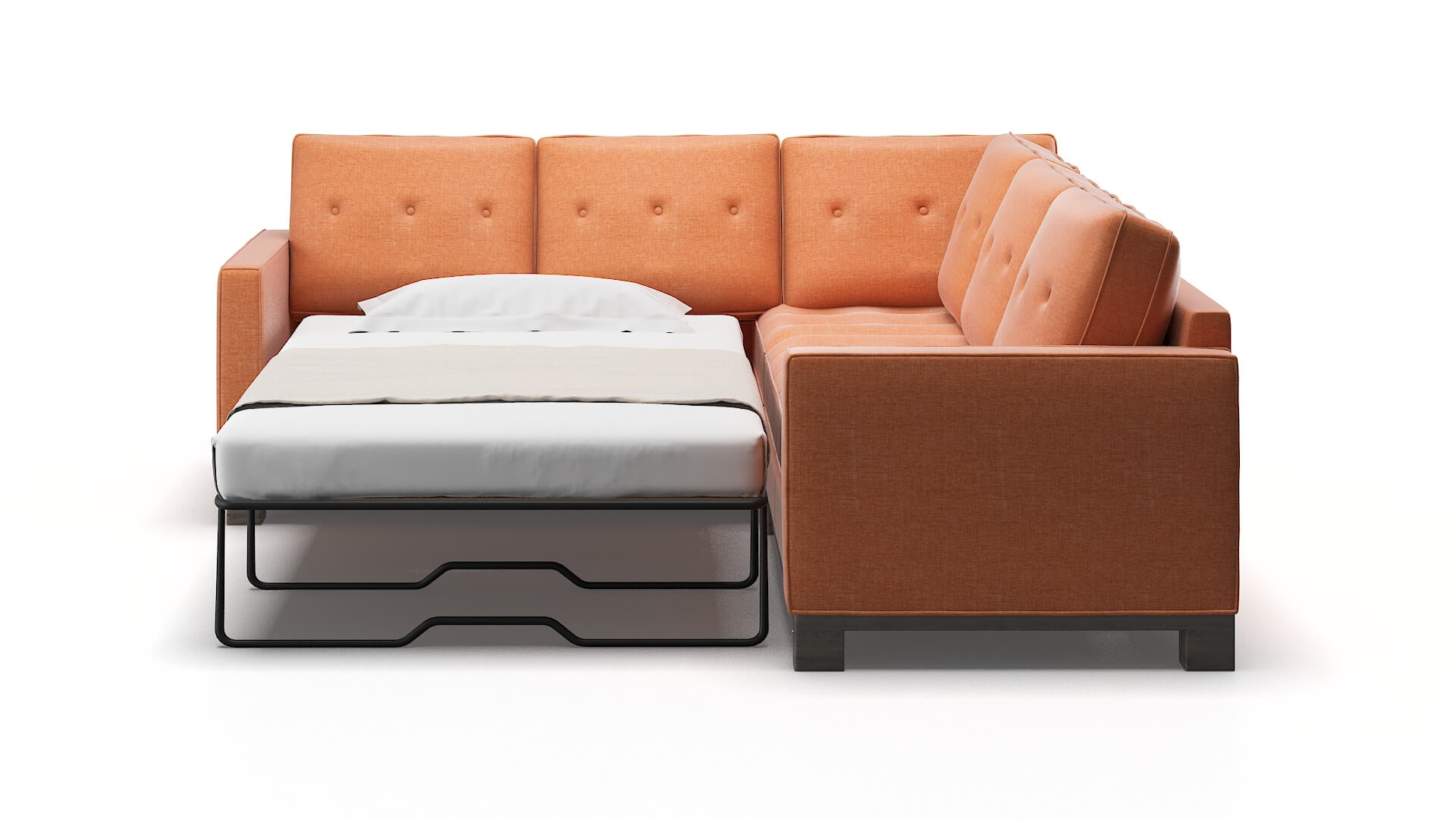 Syros Hepburn Appricot Sectional Sleeper Espresso legs 1