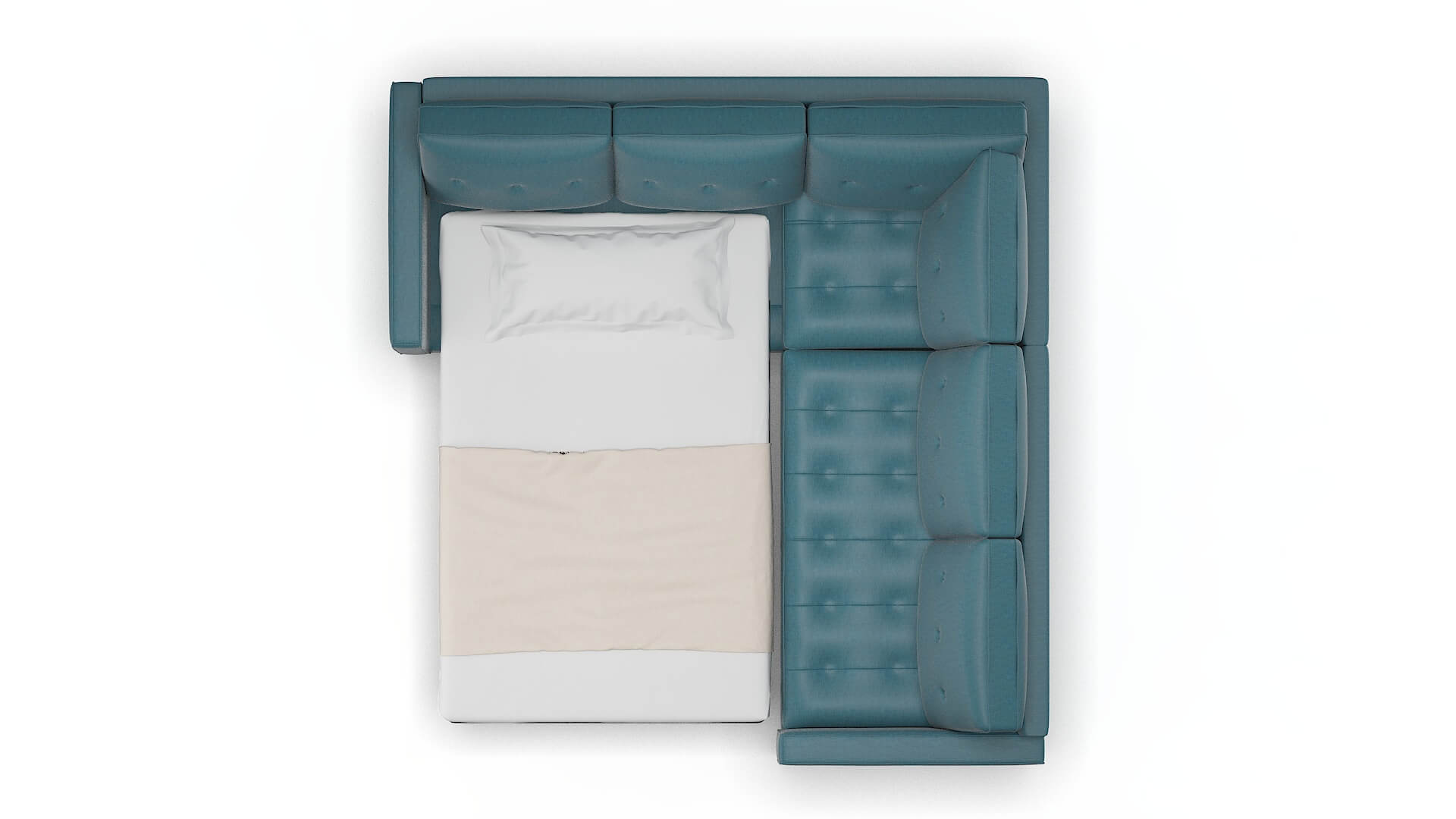 Syros Hepburn Teal Sectional Sleeper Espresso legs 3