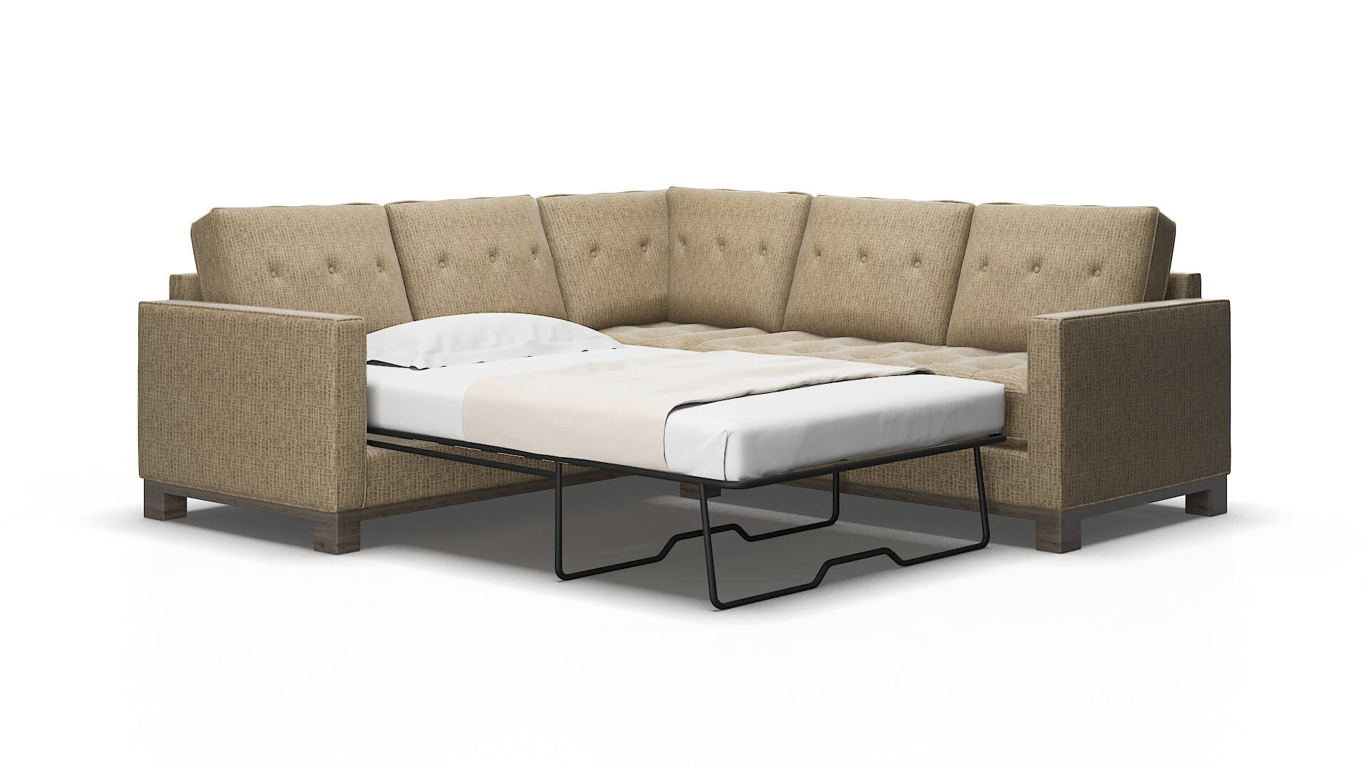 Syros Marcy Camel Sectional Sleeper Espresso legs 2