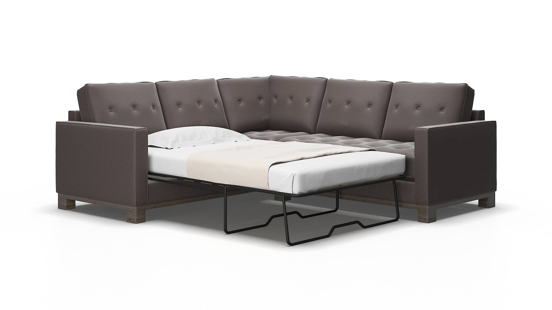Syros Oscar Chocolate Sectional Sleeper Espresso legs 2