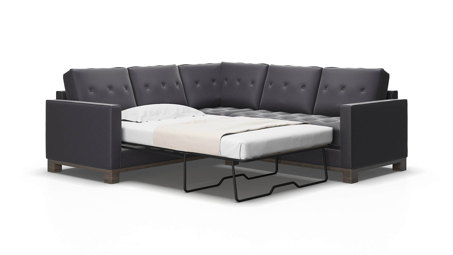 Syros Parker Charcoal Sectional Sleeper Espresso legs 2