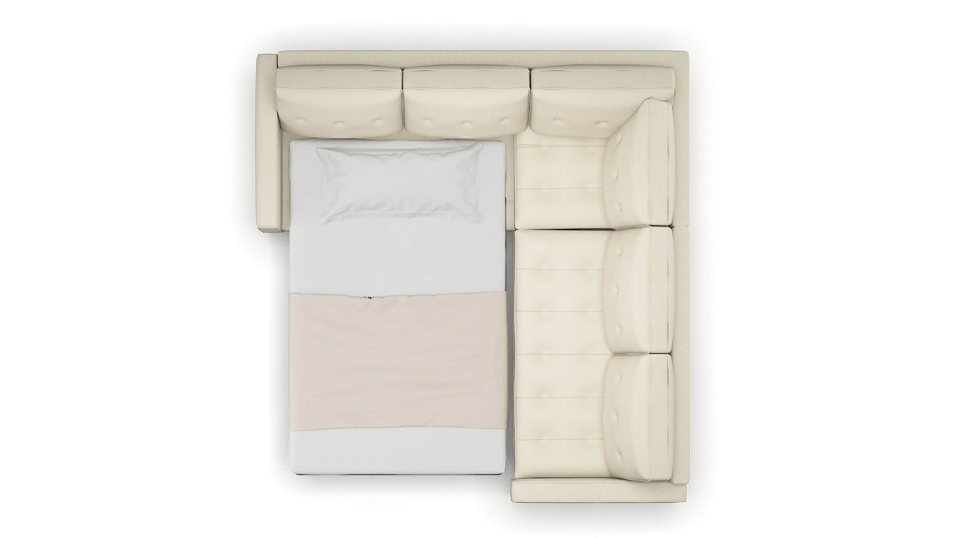 Syros Phoenix Ivory Sectional Sleeper Espresso legs 3