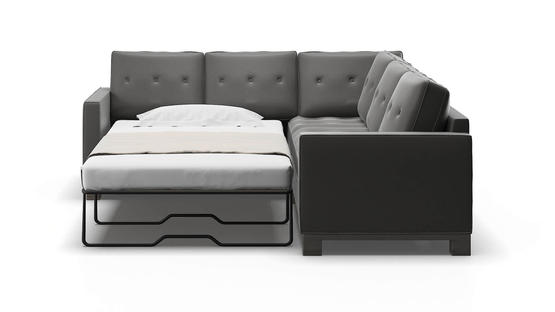 Syros Rocket Charcoal Sectional Sleeper Espresso legs 1
