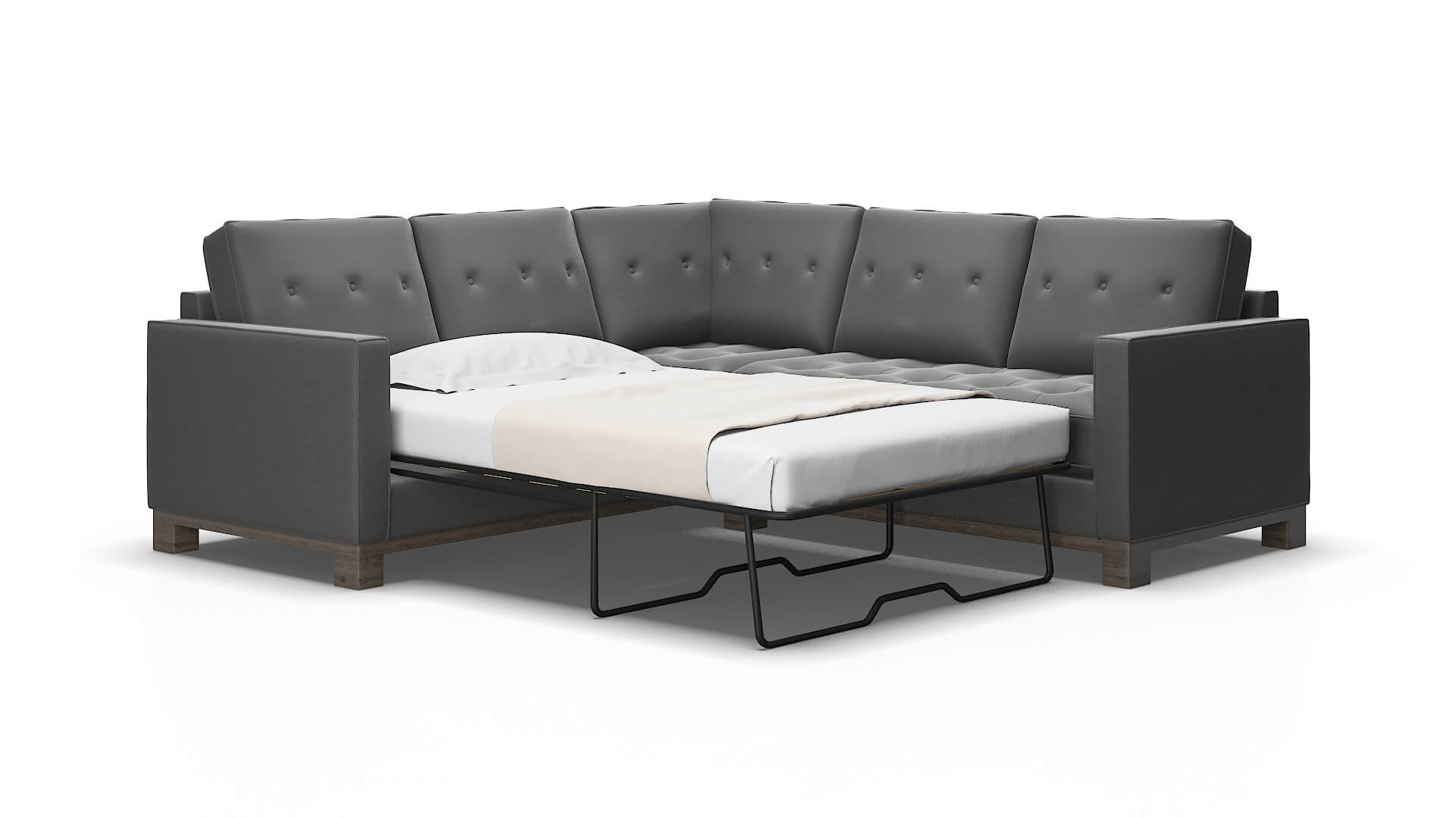 Syros Rocket Charcoal Sectional Sleeper Espresso legs 2