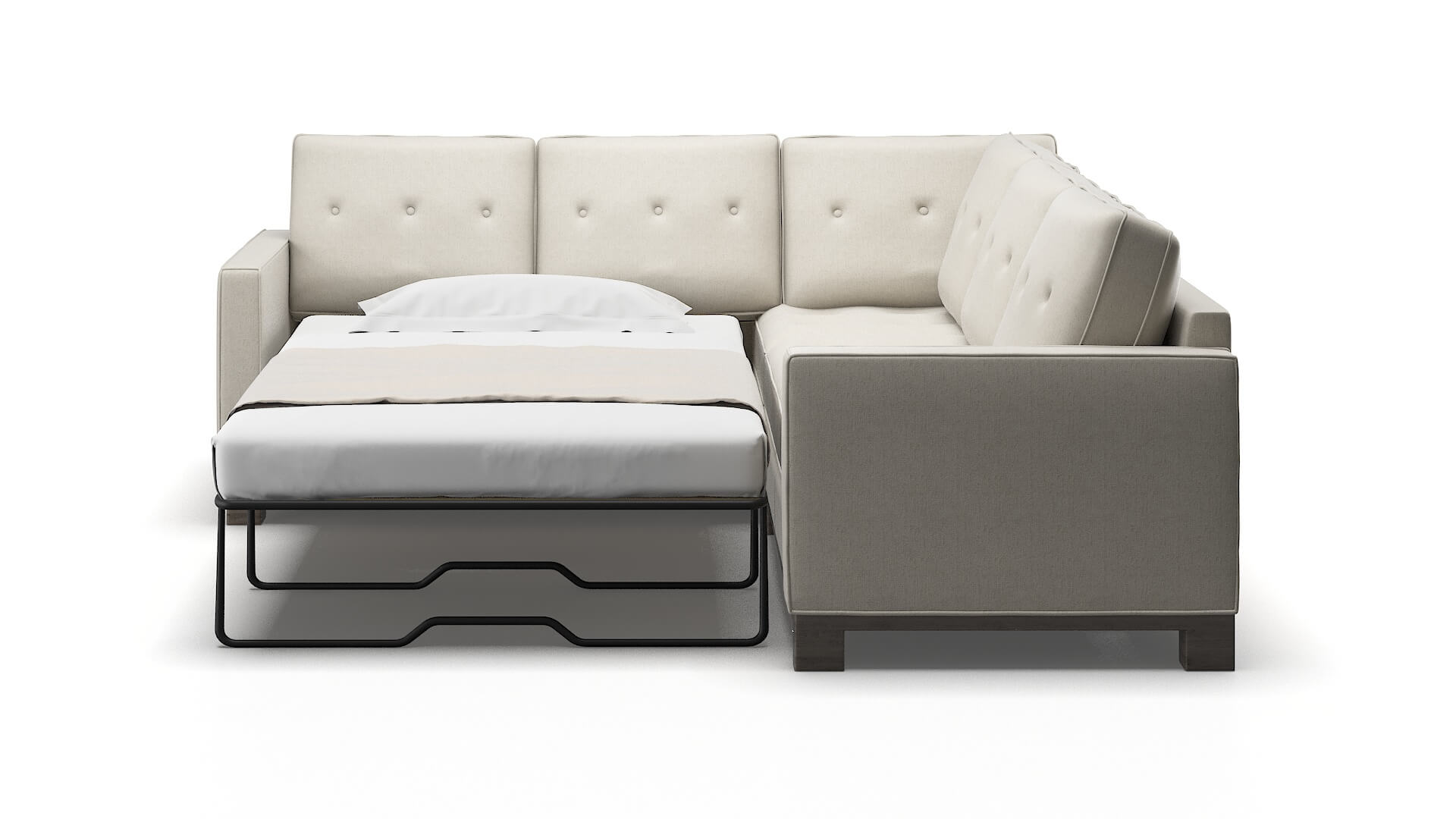 Syros Sasha Linen Sectional Sleeper Espresso legs 1