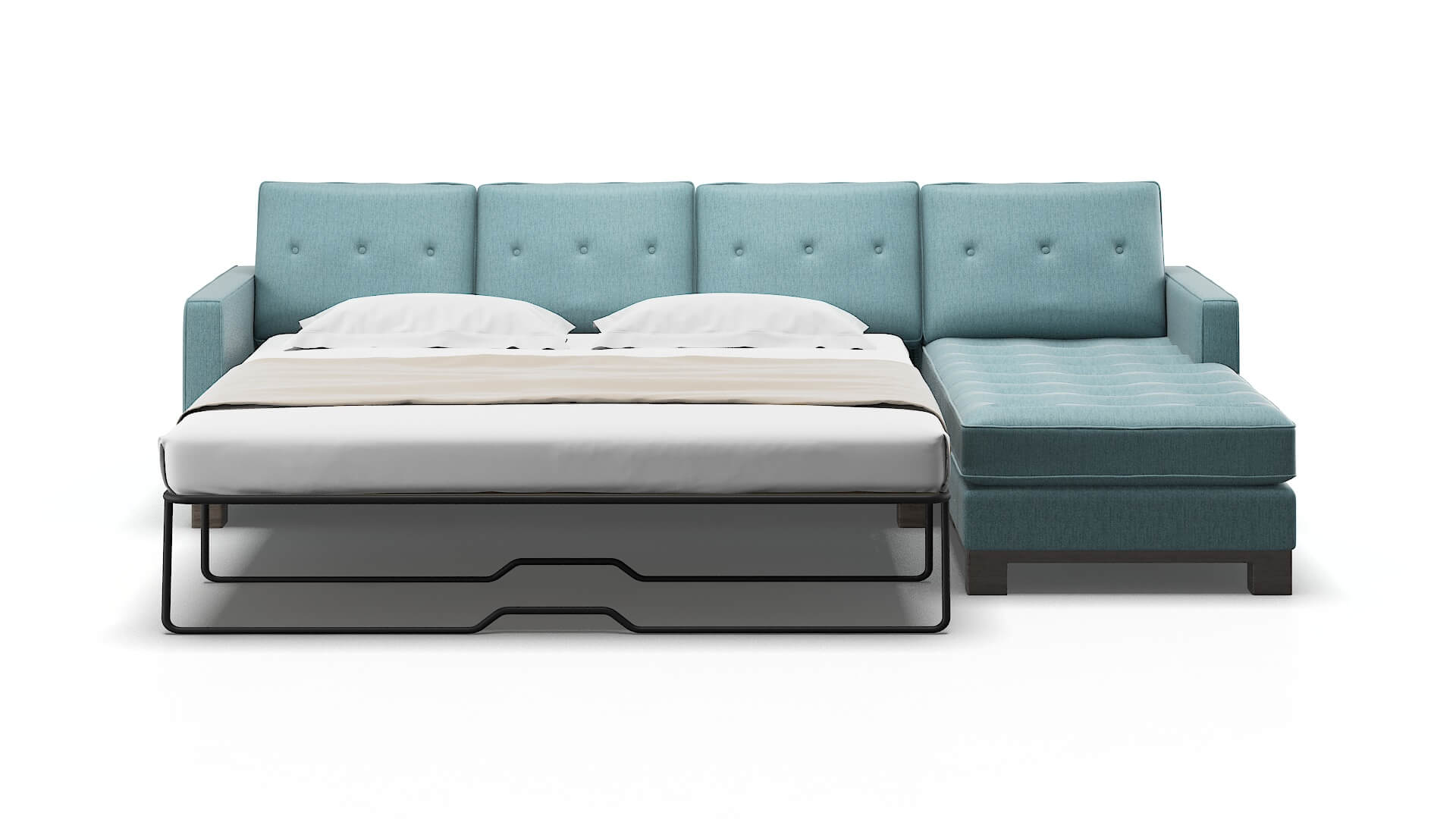Syros Sasha Teal Panel Sleeper Espresso legs 1