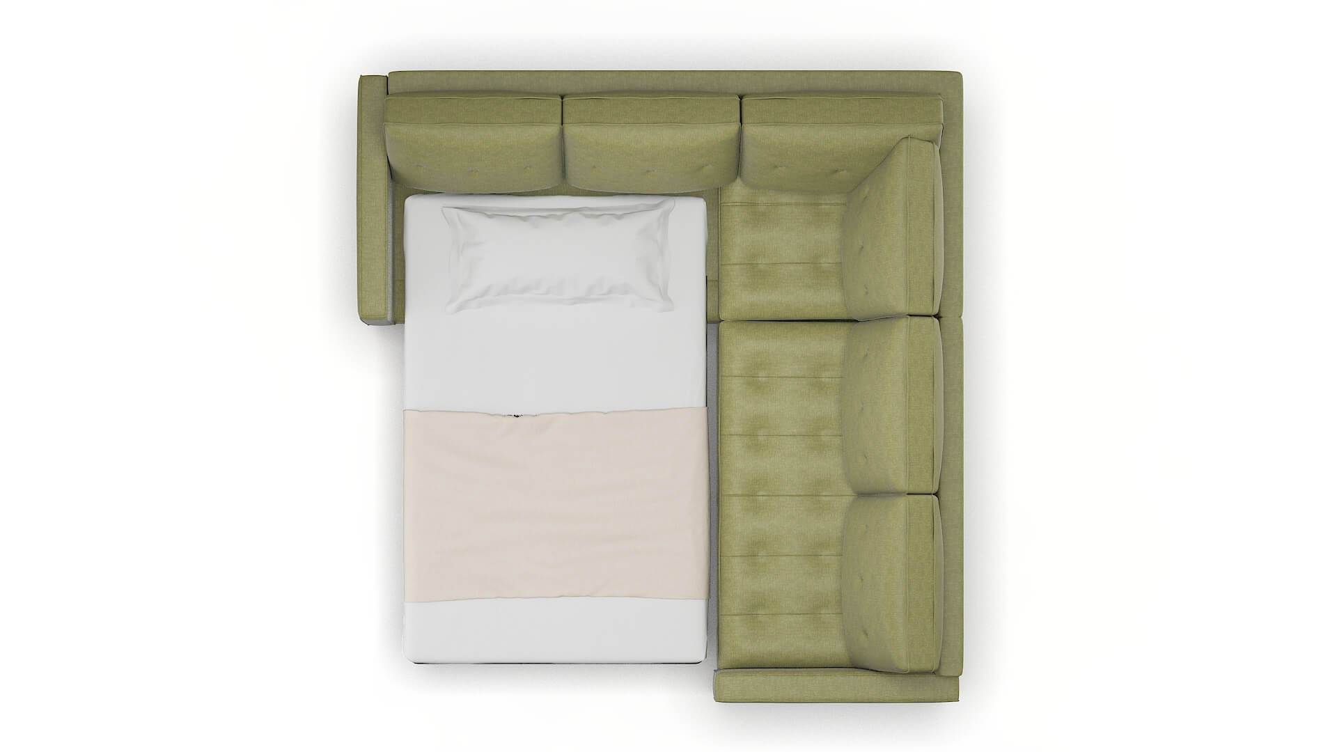 Syros Simplex Sour_apple Sectional Sleeper Espresso legs 3