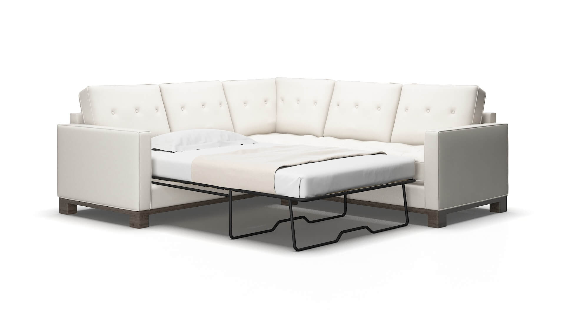 Syros Venice Eggshell Sectional Sleeper Espresso legs 2