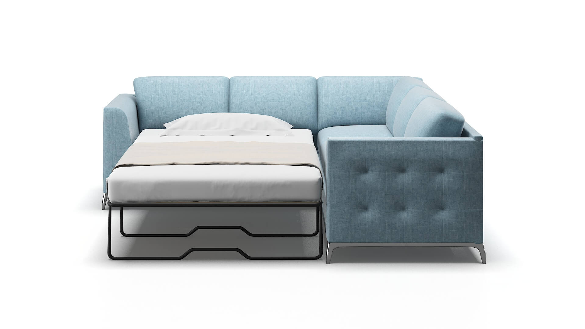 Toronto Atlas Turquoise Sectional Sleeper Espresso legs 1