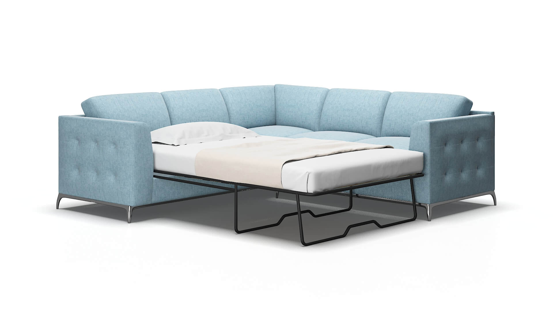 Toronto Atlas Turquoise Sectional Sleeper Espresso legs 2