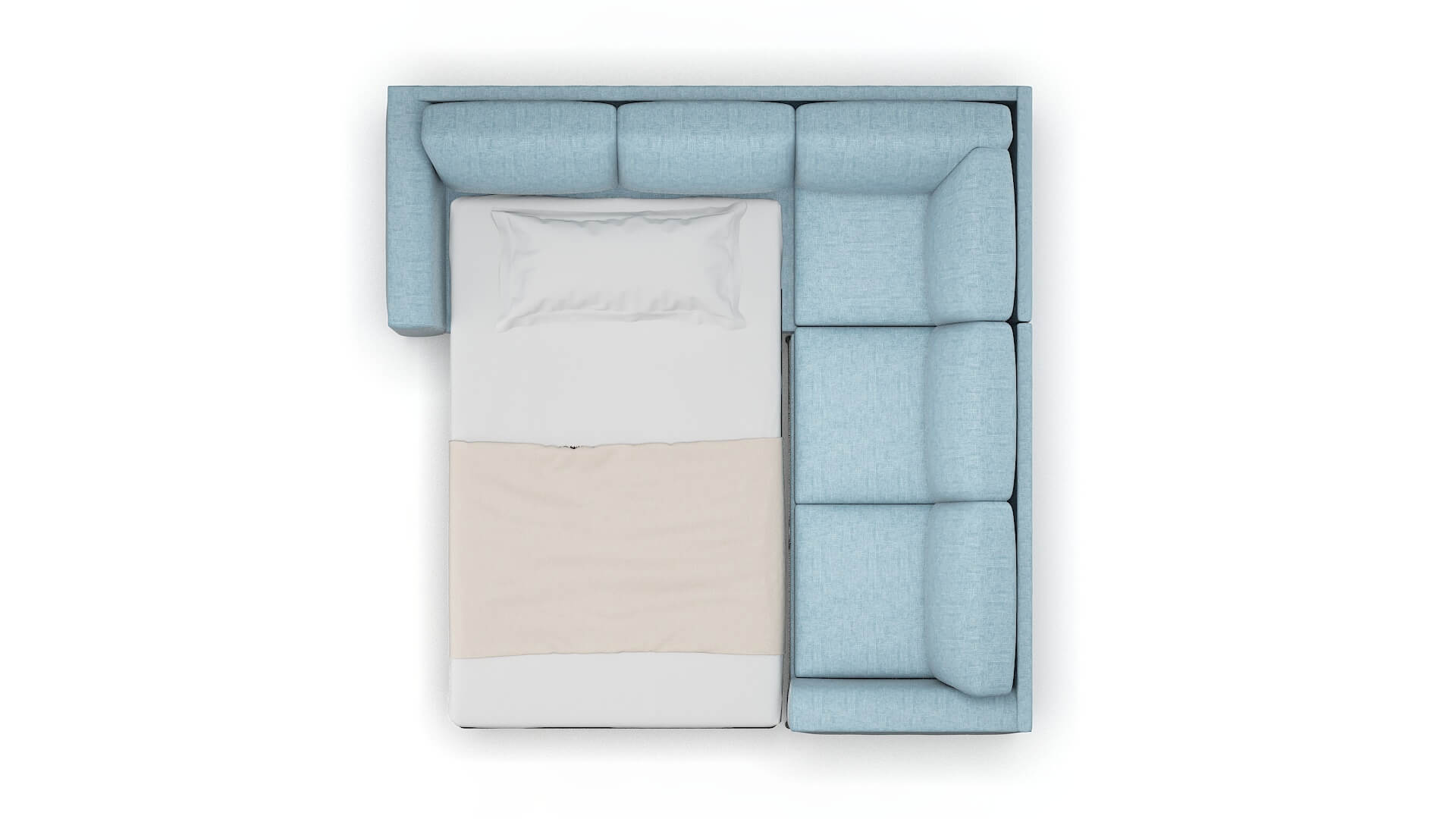 Toronto Atlas Turquoise Sectional Sleeper Espresso legs 3