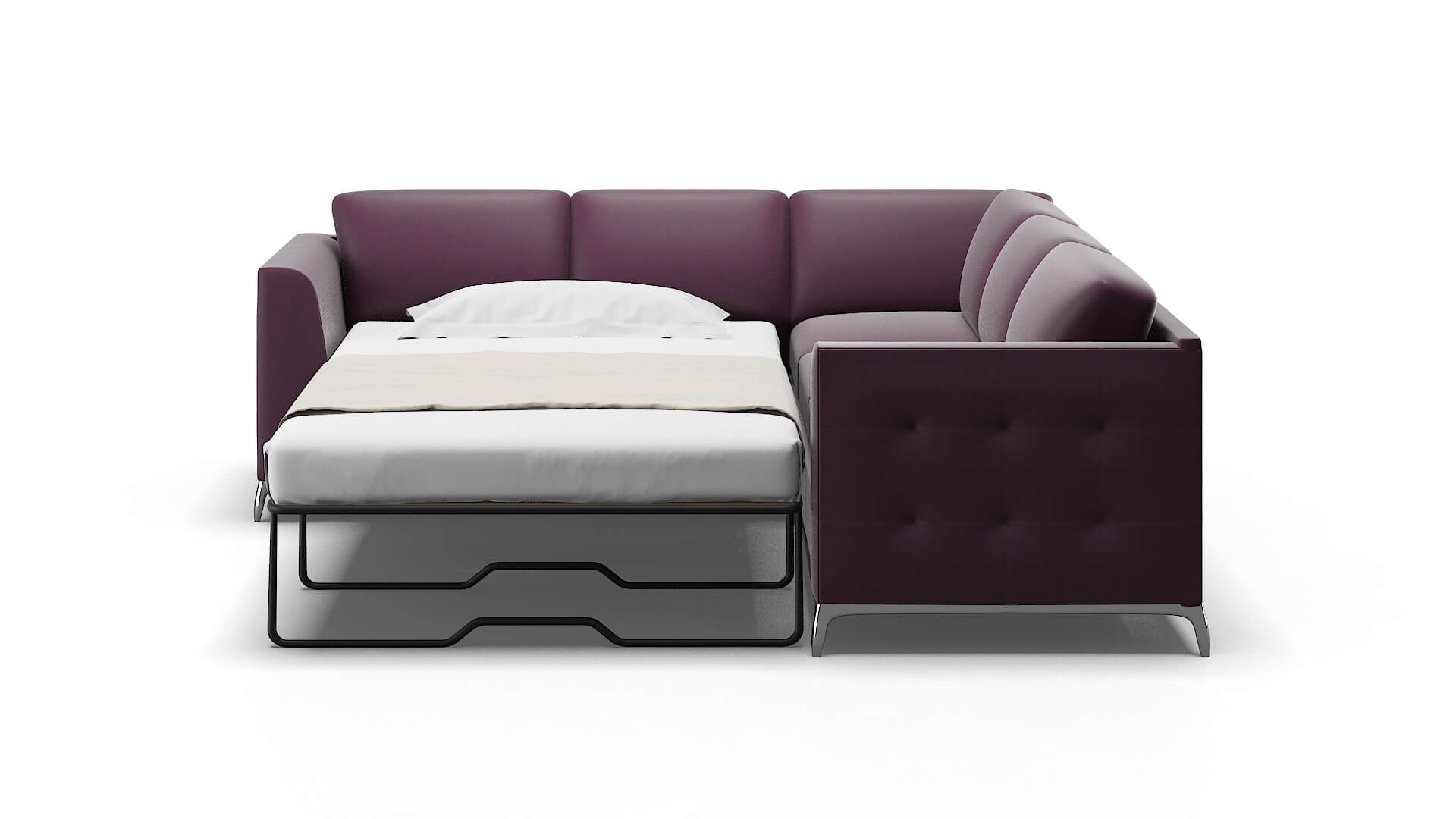 Toronto Bella Aubergine Sectional Sleeper Espresso legs 1