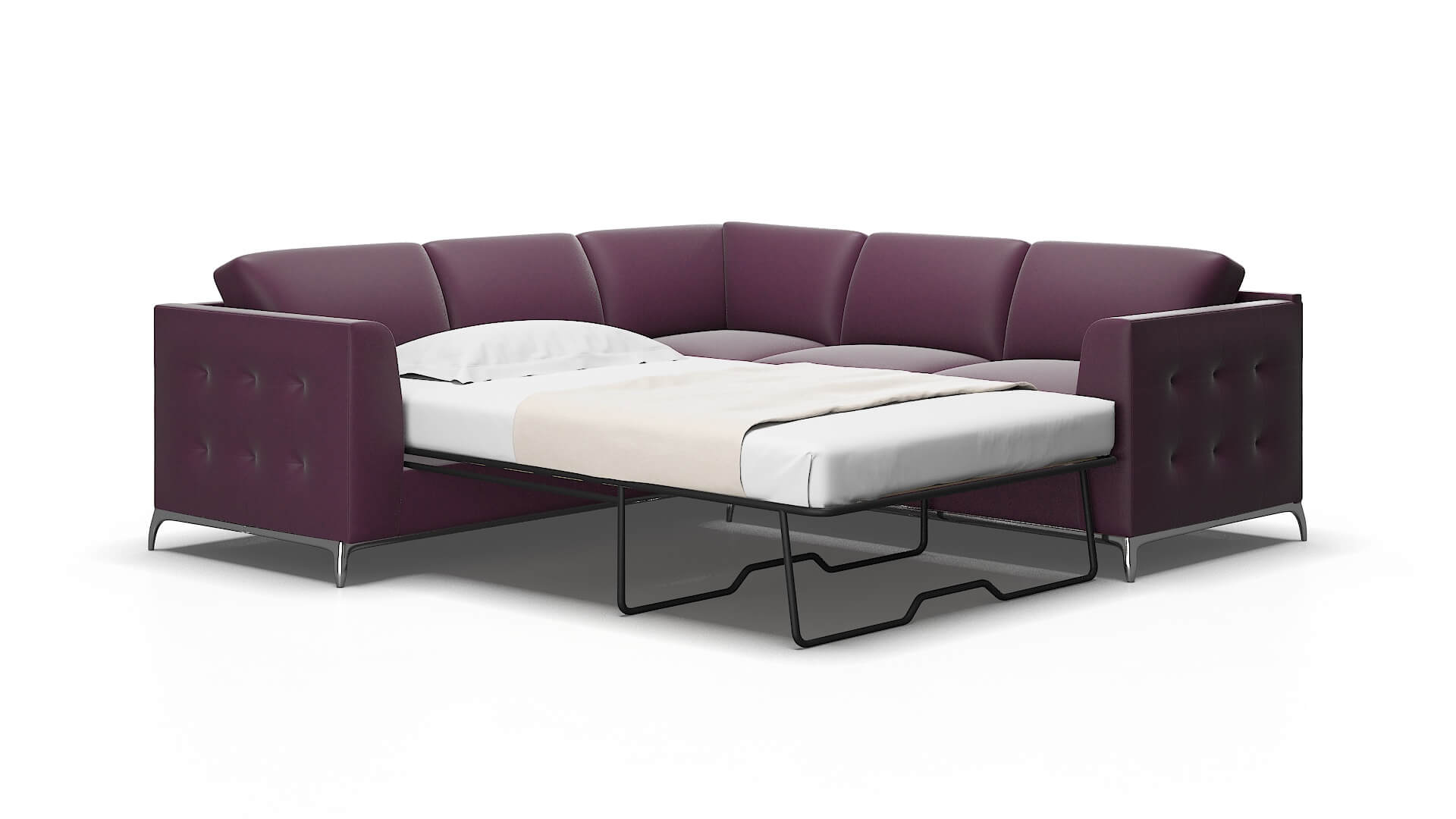 Toronto Bella Aubergine Sectional Sleeper Espresso legs 2