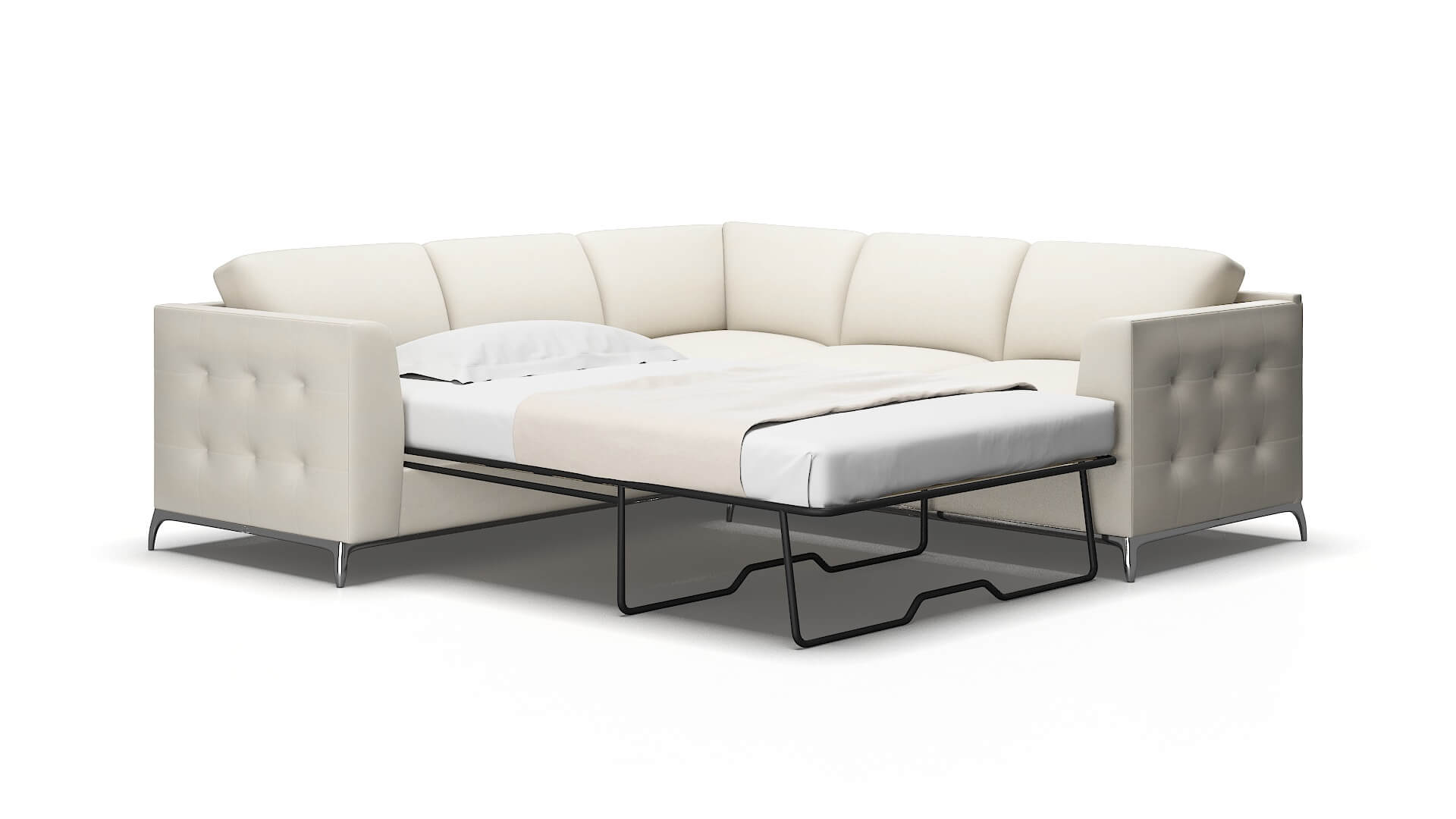 Toronto Bungalow Ivory Sectional Sleeper Espresso legs 2