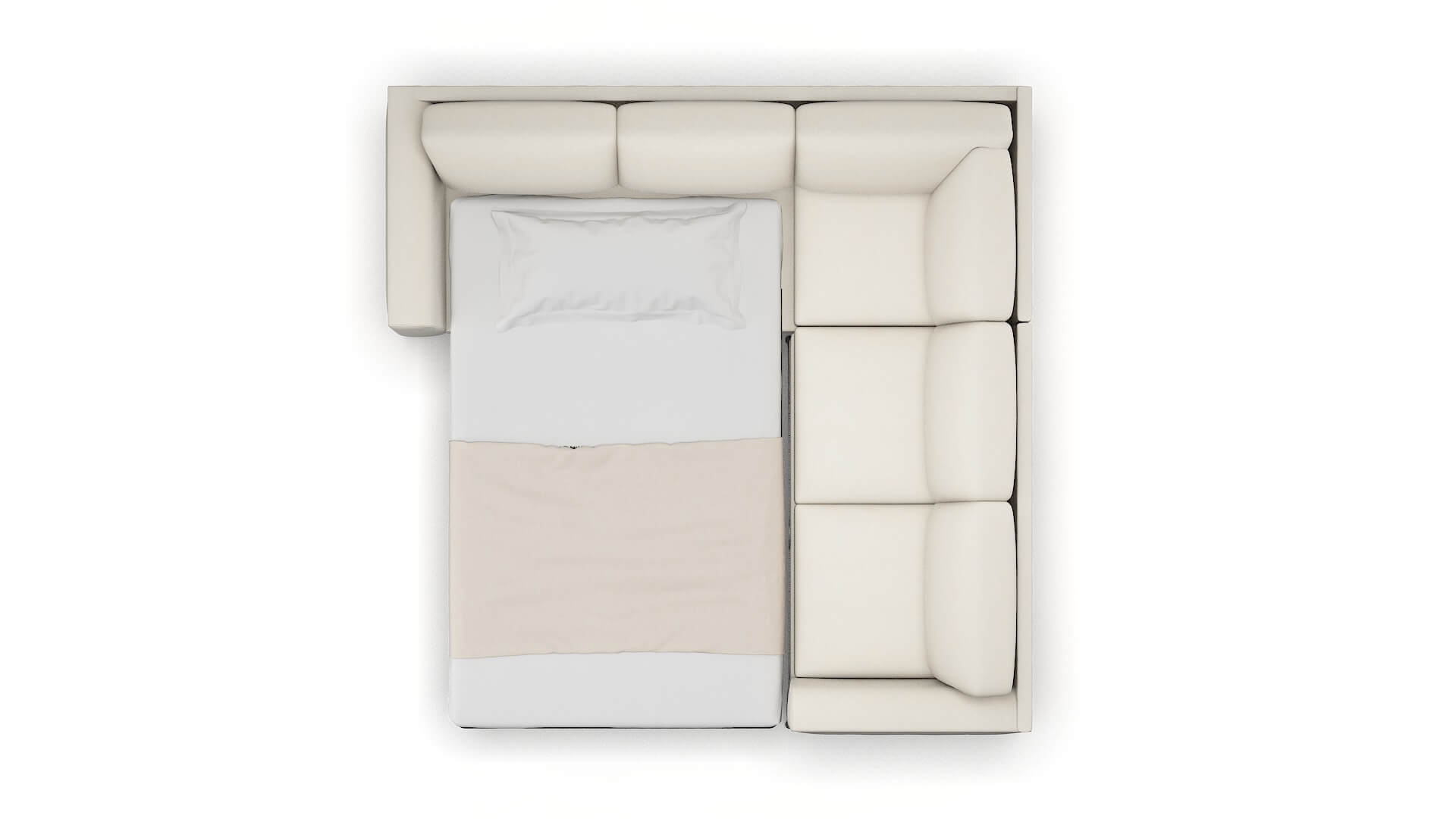 Toronto Bungalow Ivory Sectional Sleeper Espresso legs 3