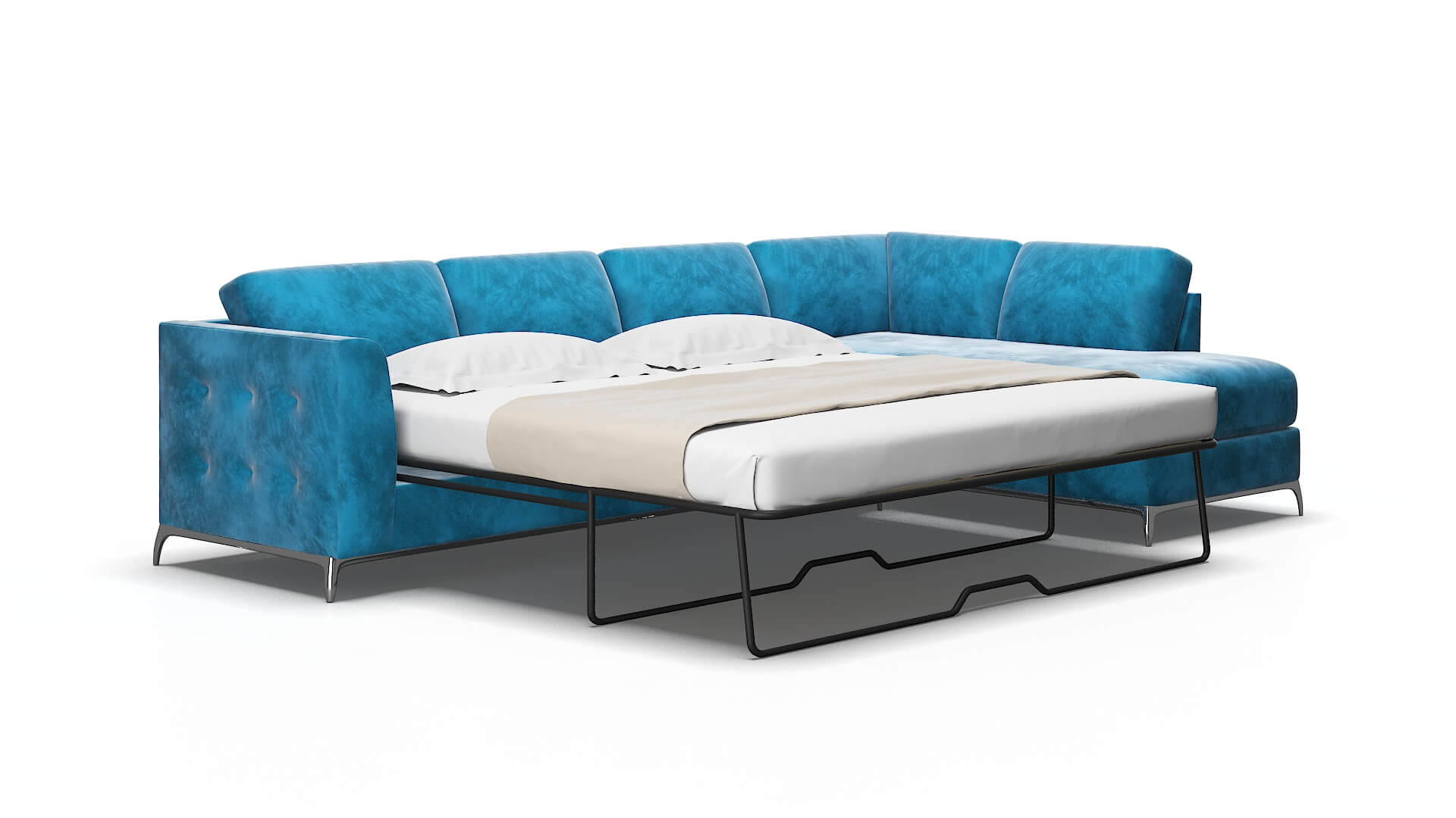 Toronto Buzz Teal Panel Sleeper Espresso legs 2