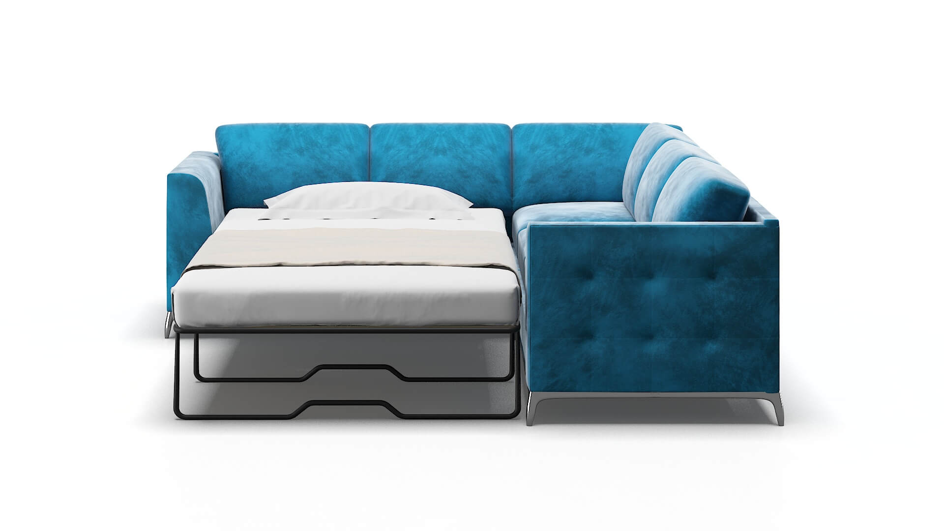 Toronto Buzz Teal Sectional Sleeper Espresso legs 1