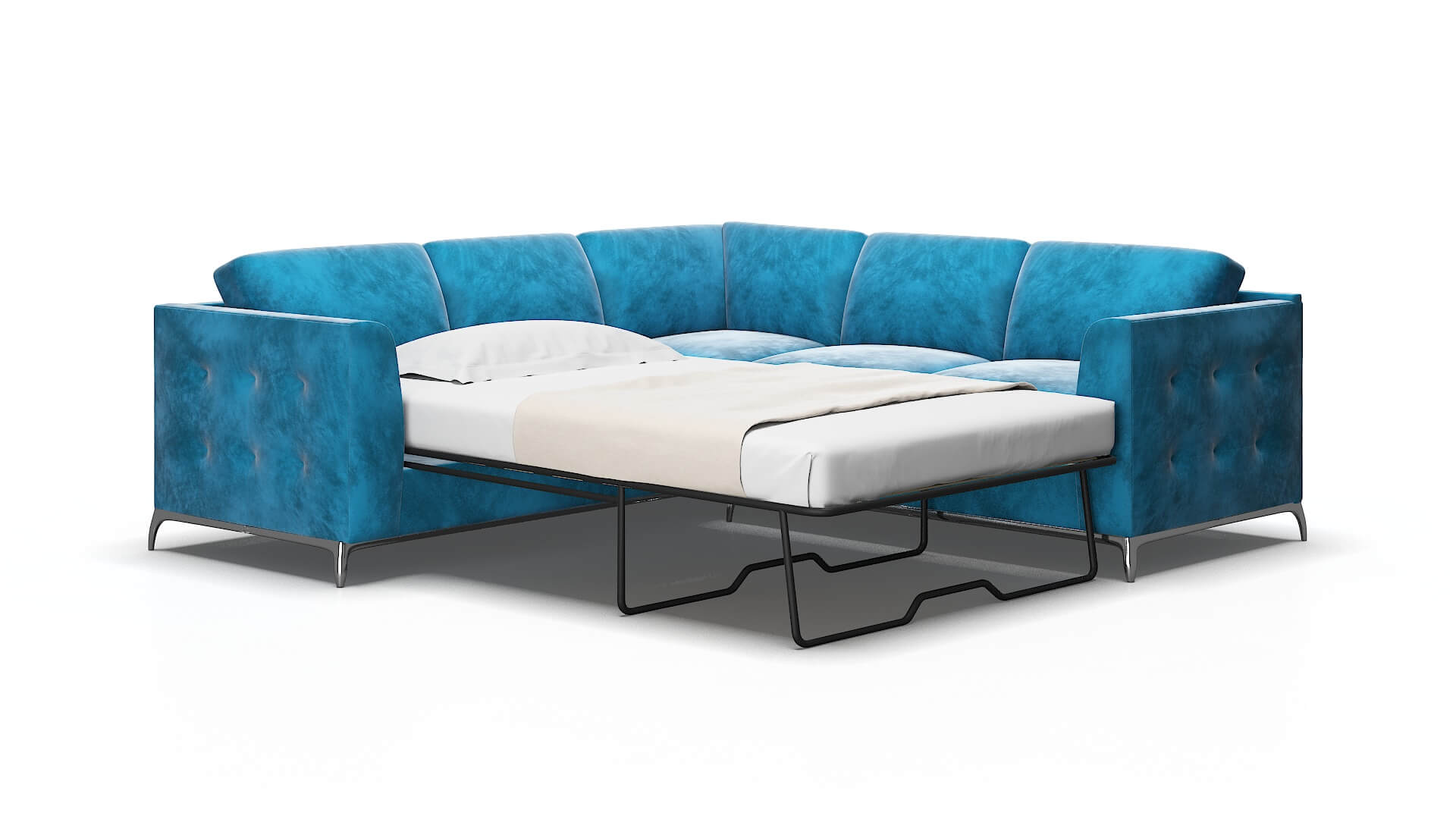 Toronto Buzz Teal Sectional Sleeper Espresso legs 2