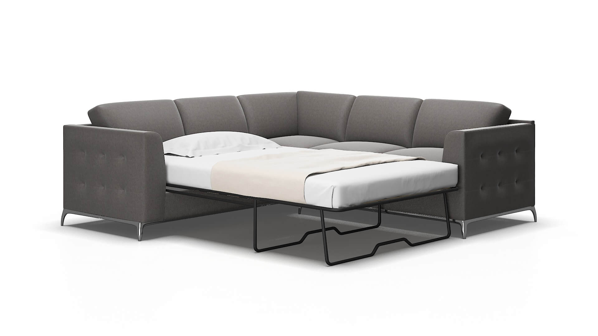 Toronto Cosmo Charcoal Sectional Sleeper Espresso legs 2