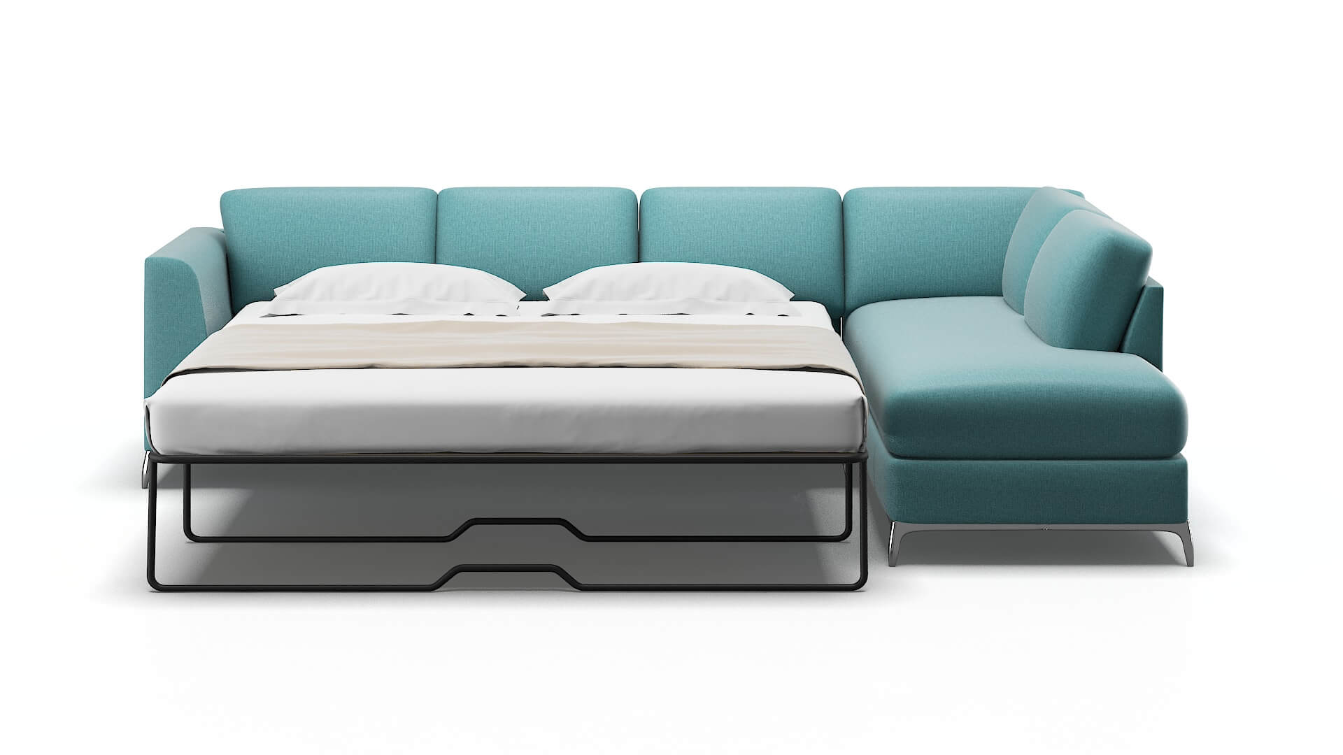 Toronto Parker Turquoise Panel Sleeper Espresso legs 1