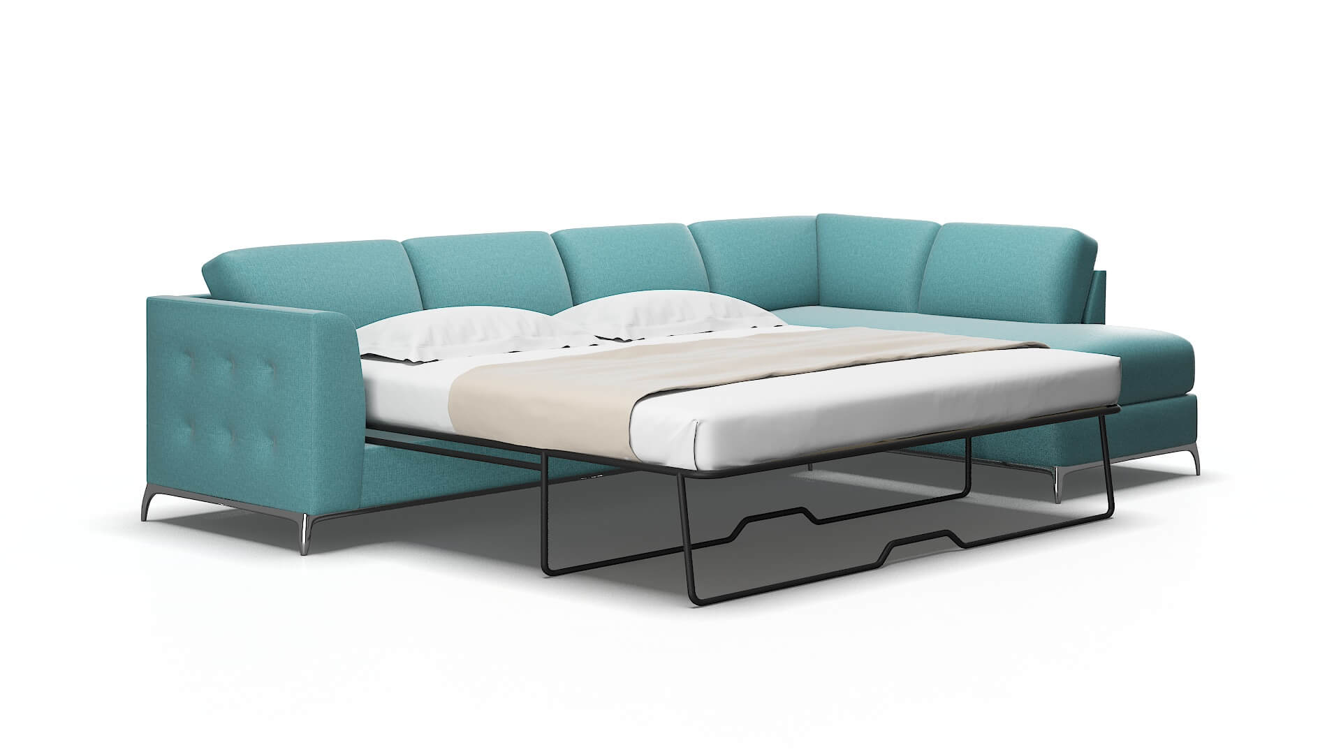 Toronto Parker Turquoise Panel Sleeper Espresso legs 2
