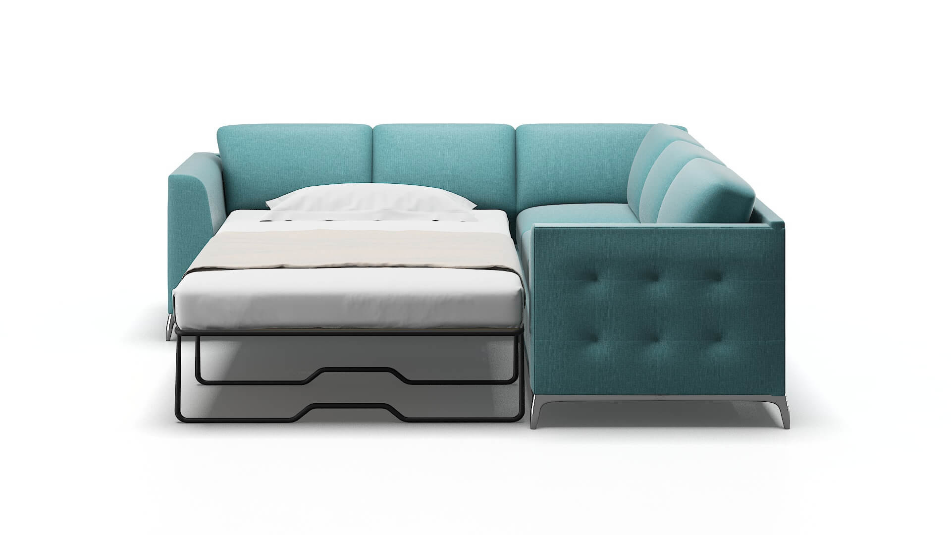 Toronto Parker Turquoise Sectional Sleeper Espresso legs 1
