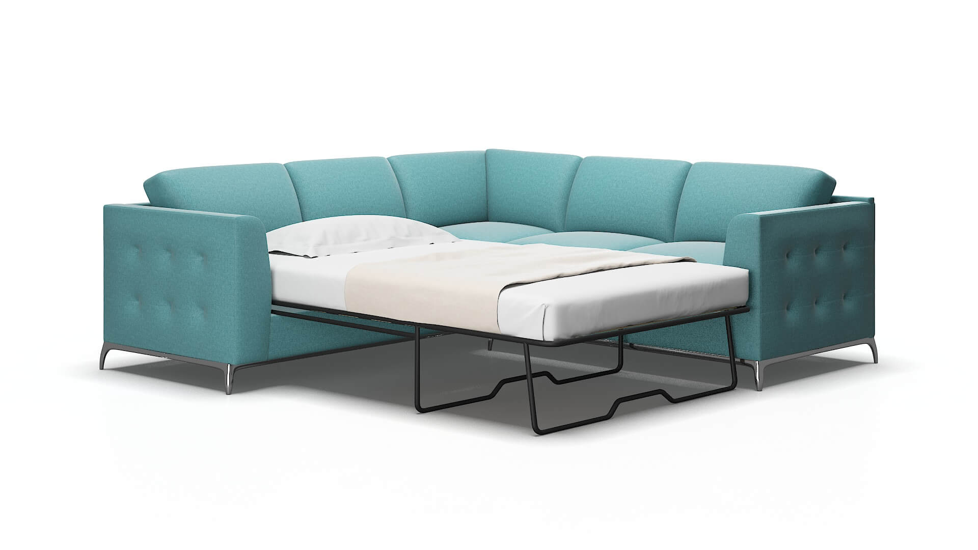 Toronto Parker Turquoise Sectional Sleeper Espresso legs 2