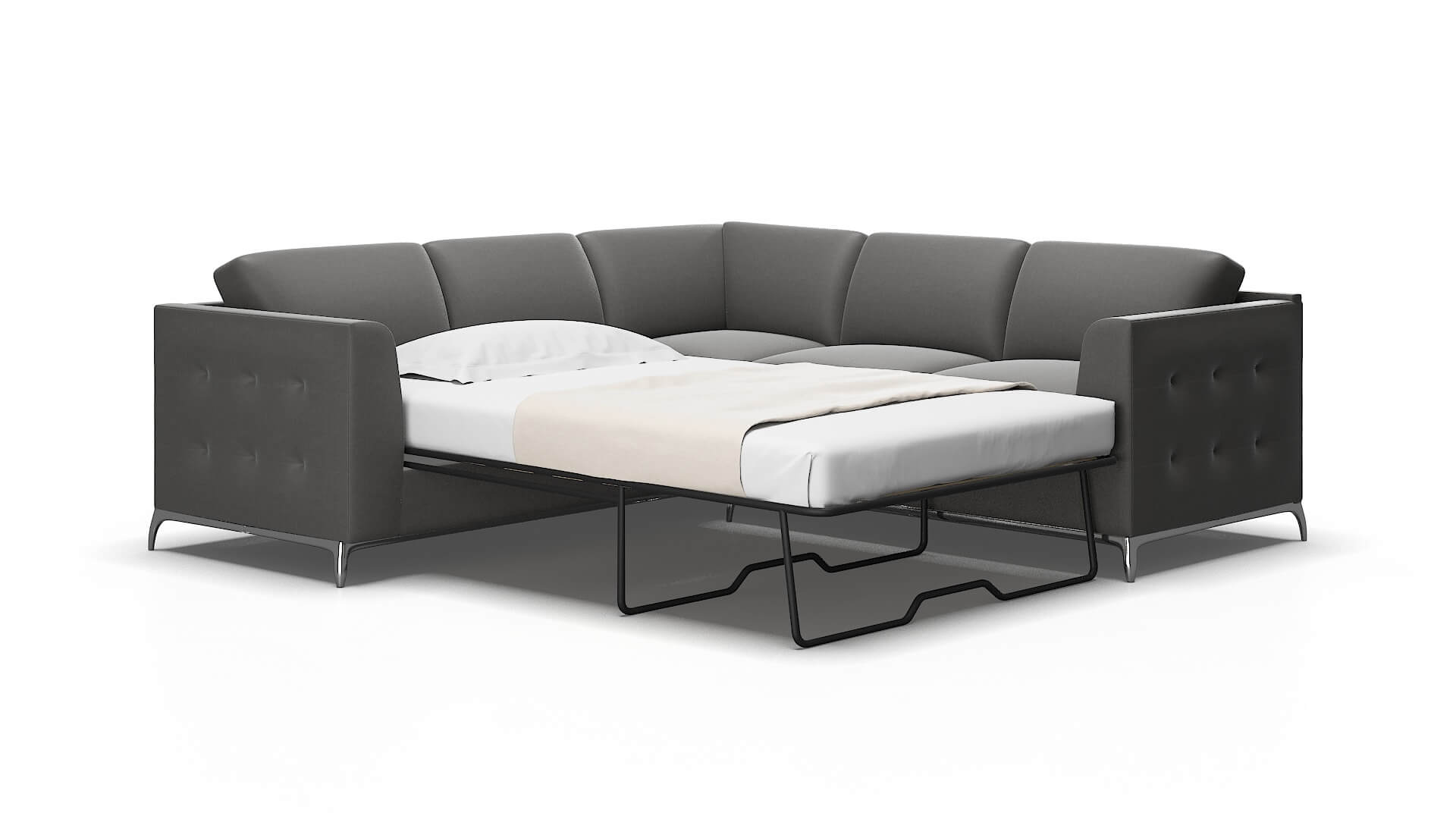 Toronto Rocket Charcoal Sectional Sleeper Espresso legs 2