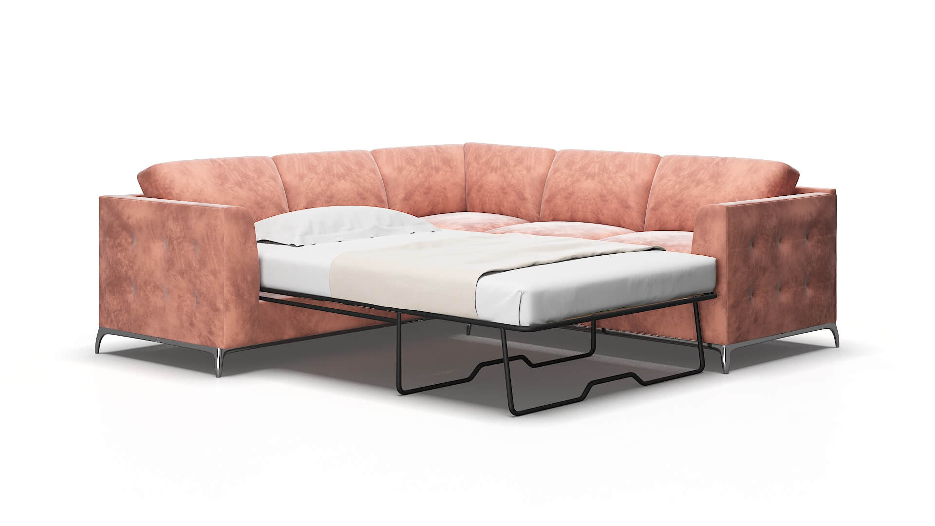 Toronto Royale Blush Sectional Sleeper Espresso legs 2