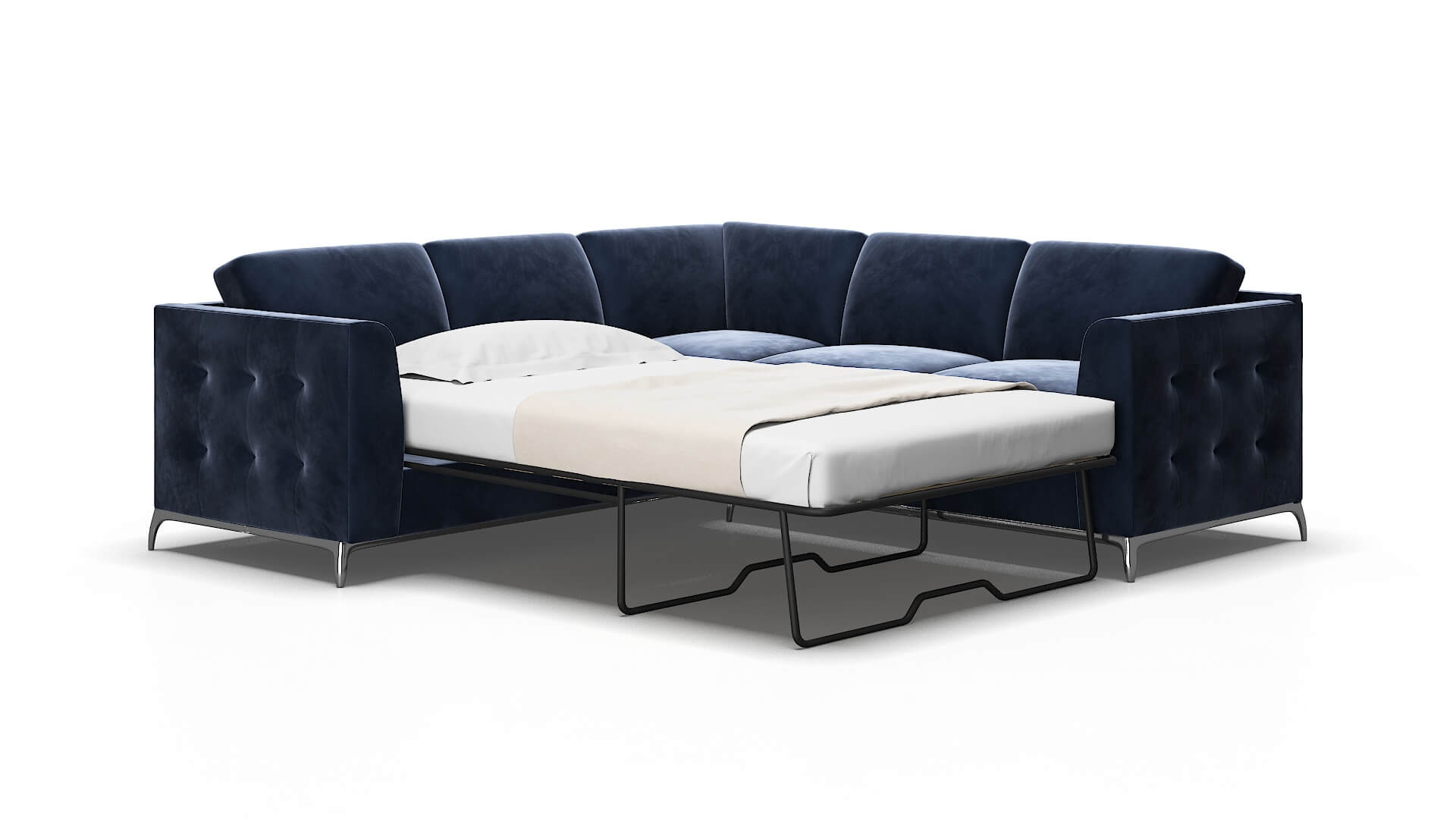 Toronto Royale Cobalt Sectional Sleeper Espresso legs 2