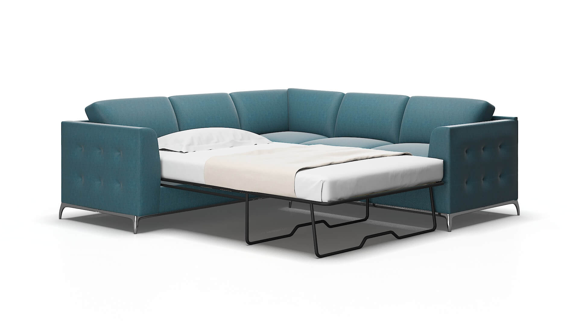 Toronto Royale Electric_blue Sectional Sleeper Espresso legs 2