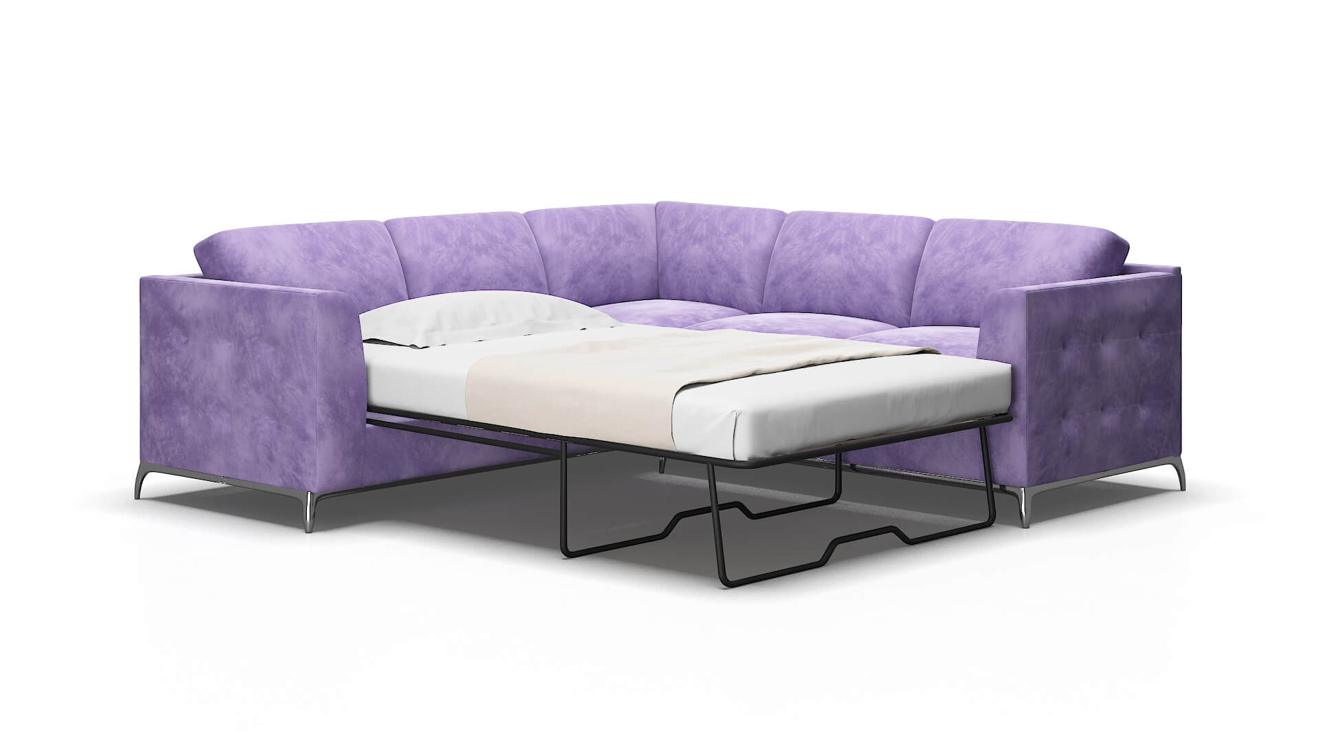 Toronto Royale Lavender Sectional Sleeper Espresso legs 2