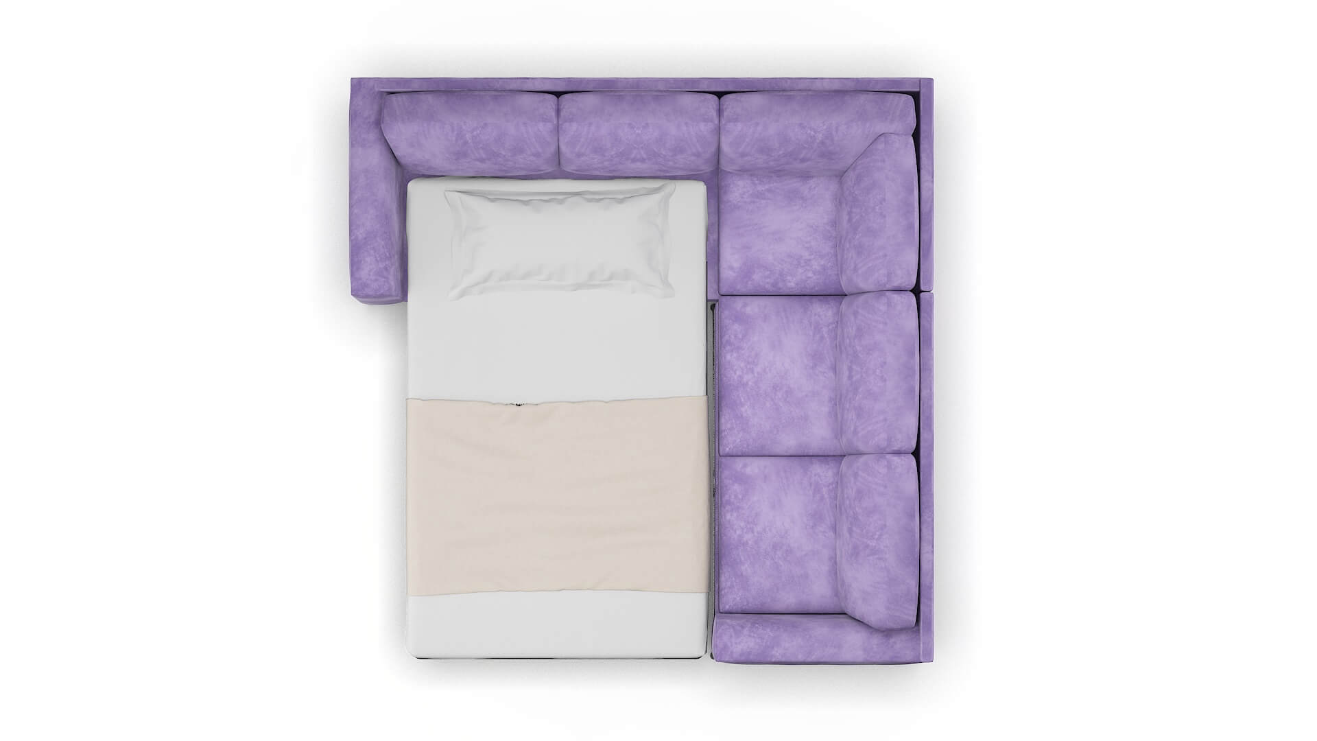 Toronto Royale Lavender Sectional Sleeper Espresso legs 3