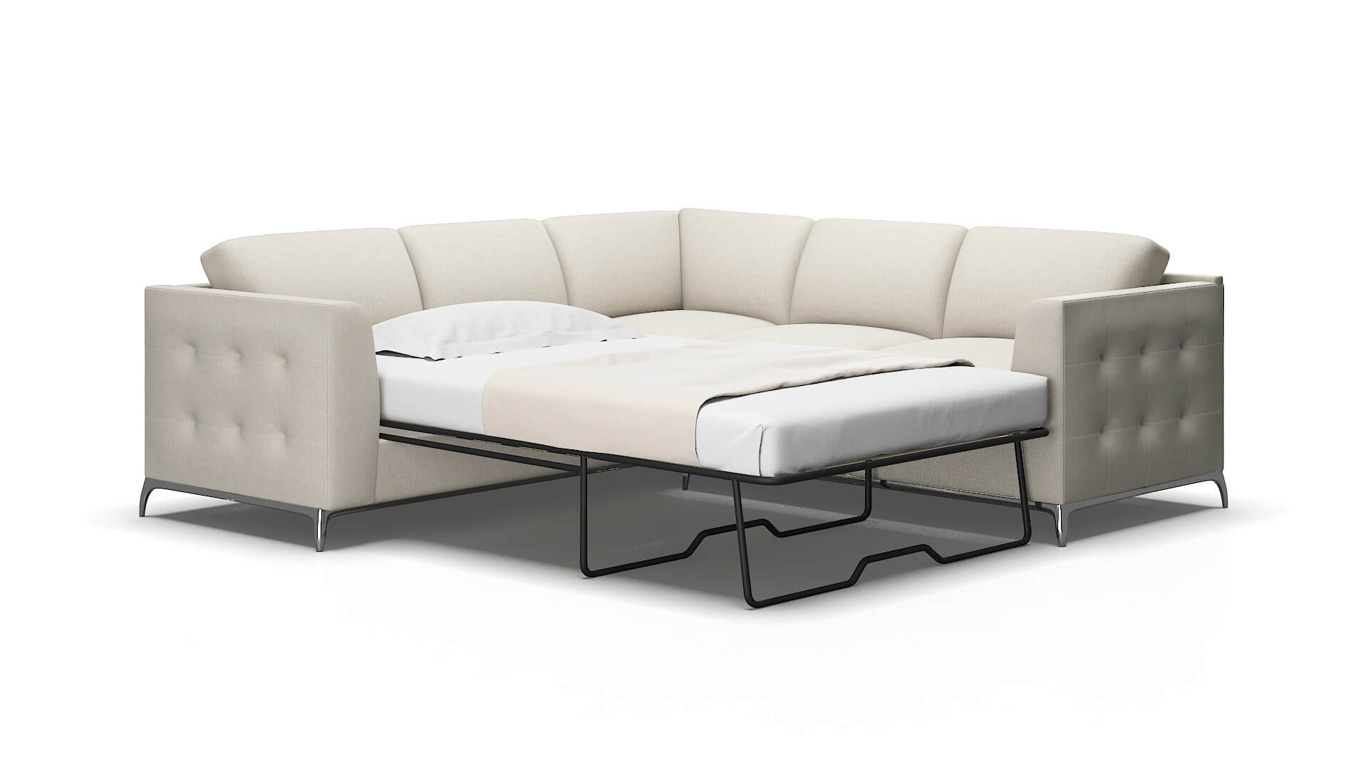 Toronto Sasha Linen Sectional Sleeper Espresso legs 2
