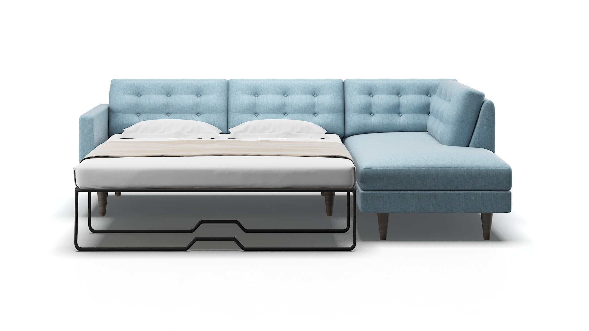 Turin Atlas Turquoise Panel Sleeper Espresso legs 1