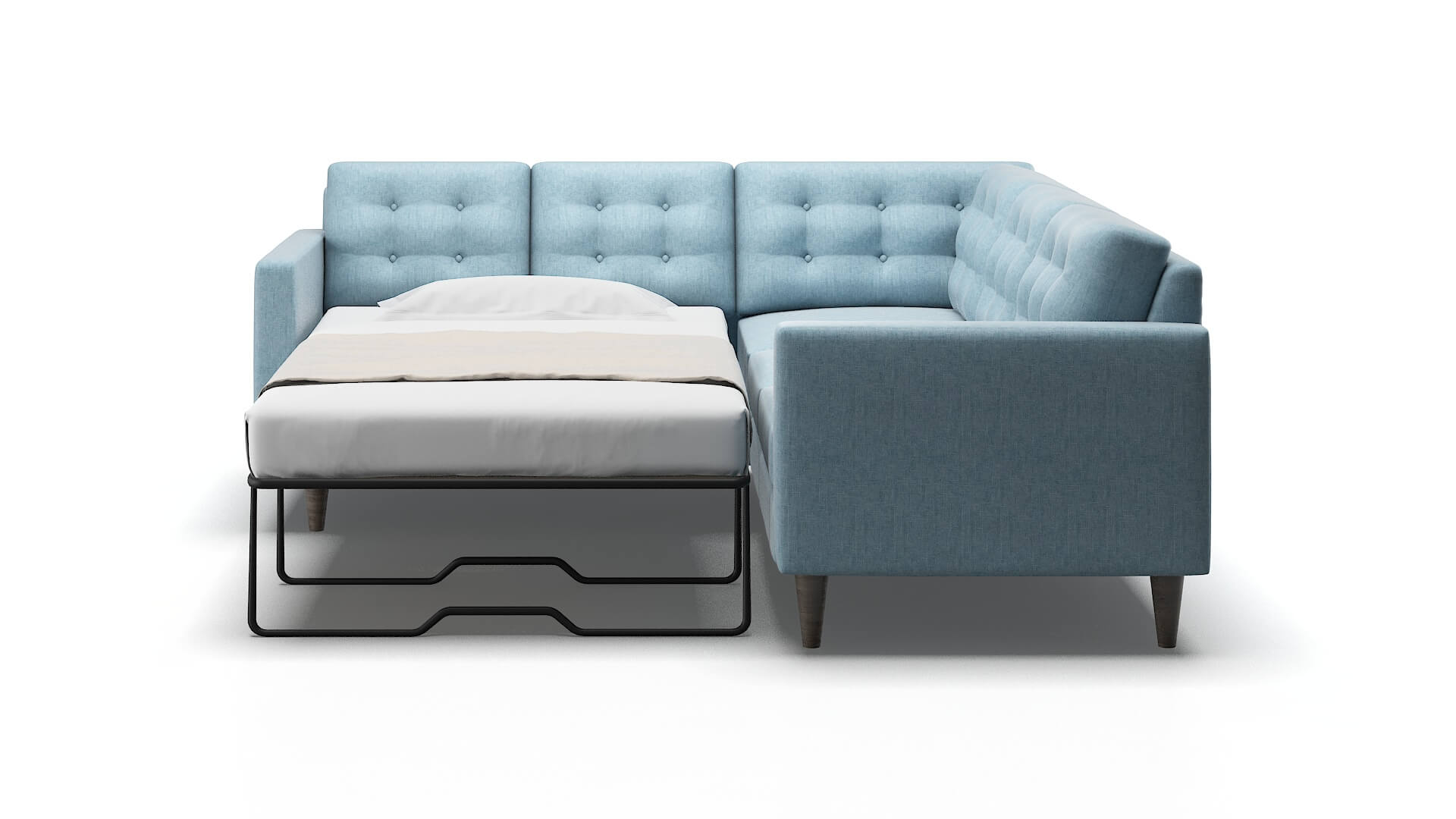 Turin Atlas Turquoise Sectional Sleeper Espresso legs 1