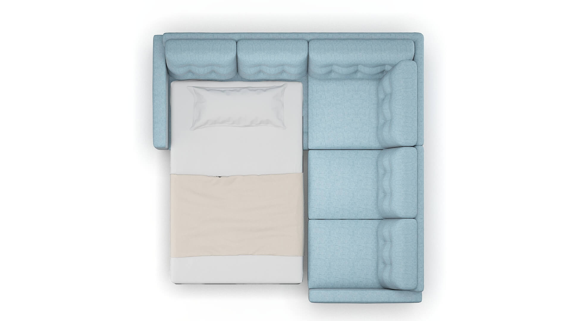 Turin Atlas Turquoise Sectional Sleeper Espresso legs 3