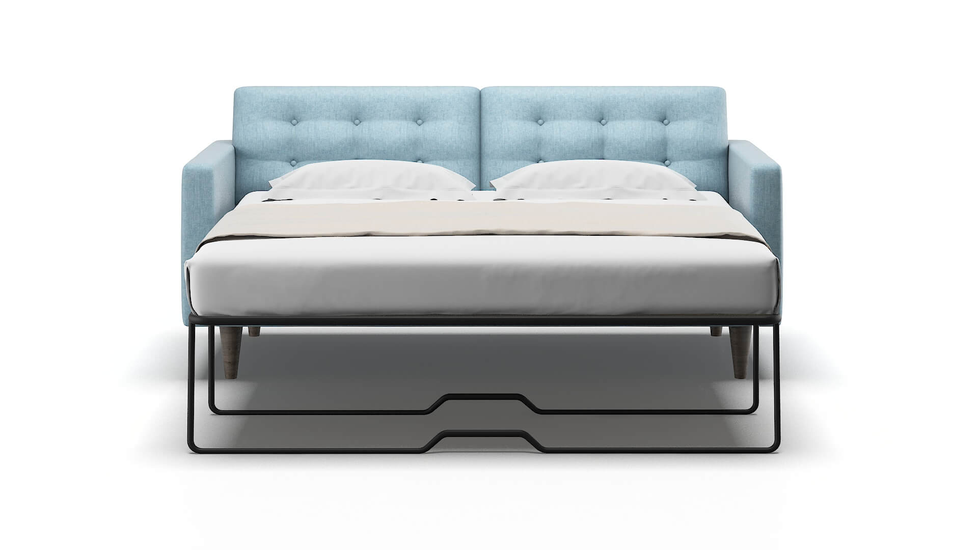 Turin Atlas Turquoise Sofa Sleeper Espresso legs 1