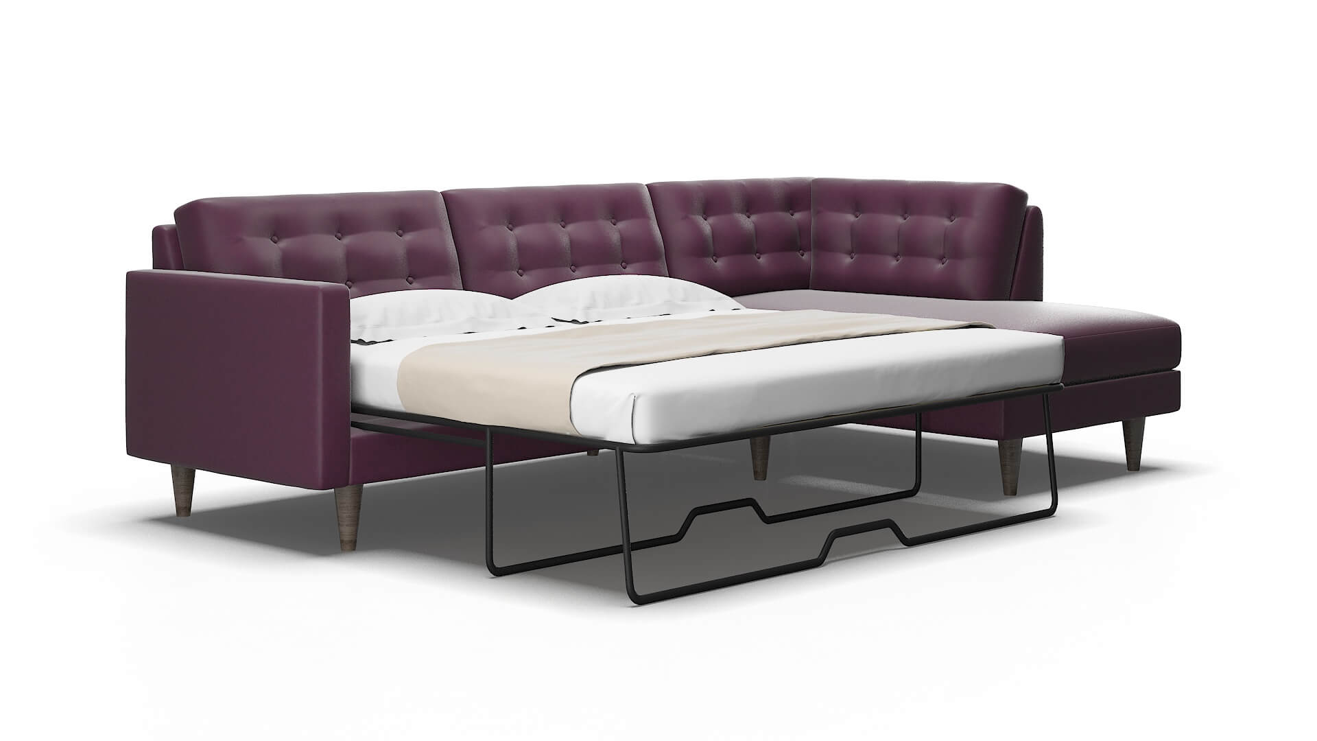 Turin Bella aubergine Panel sleeper Espresso Legs  2