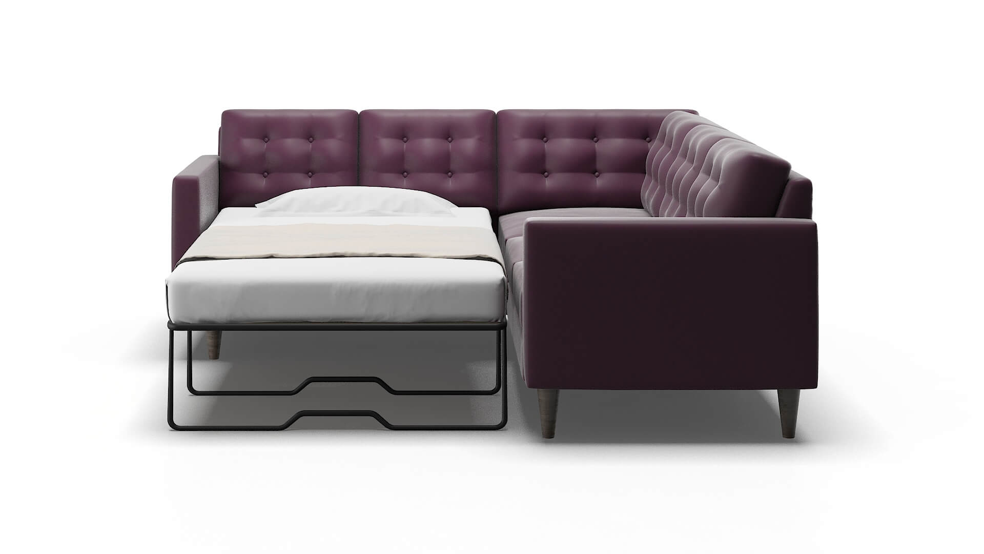 Turin Bella Aubergine Sectional Sleeper Espresso legs 1