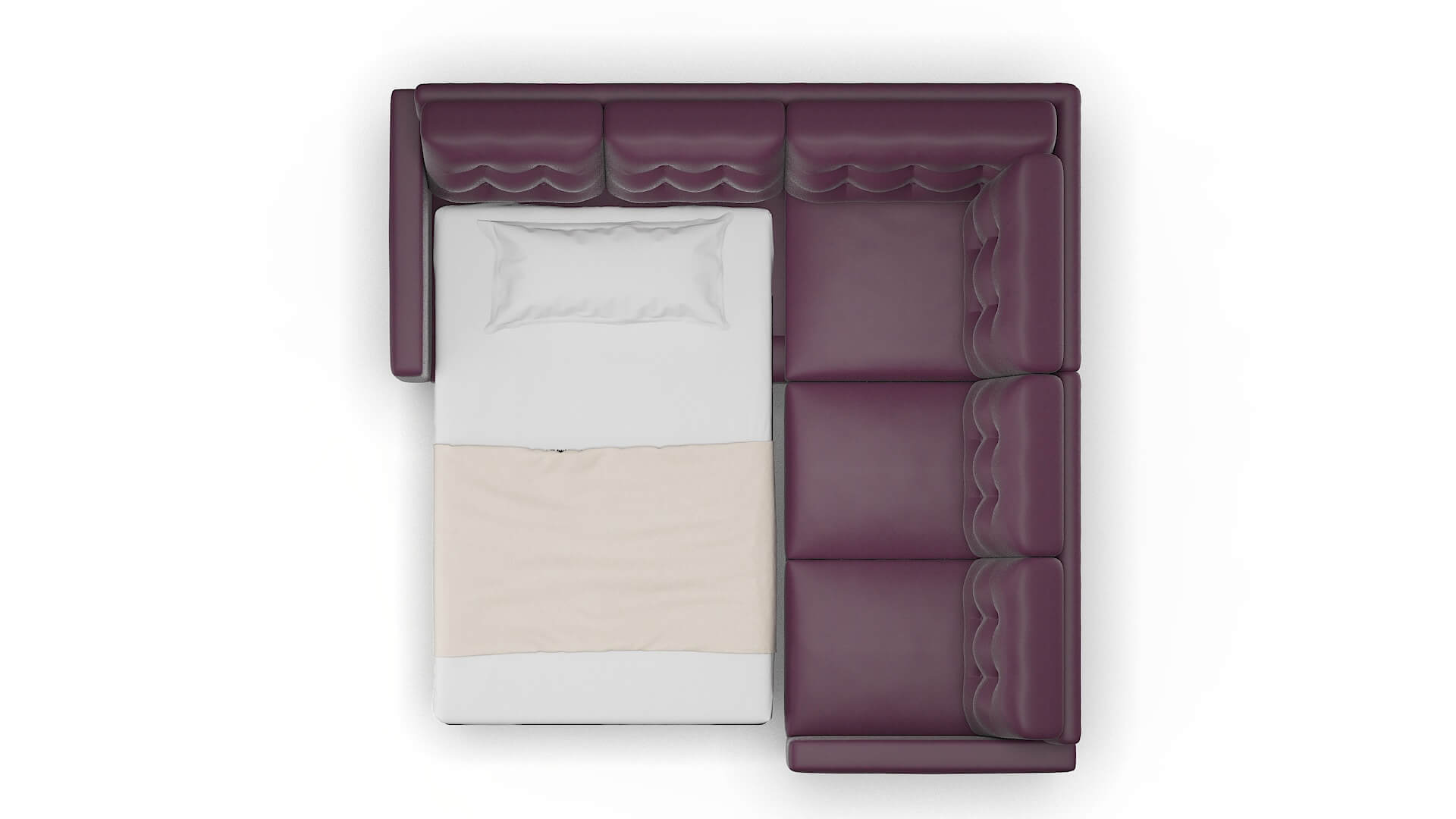 Turin Bella Aubergine Sectional Sleeper Espresso legs 3