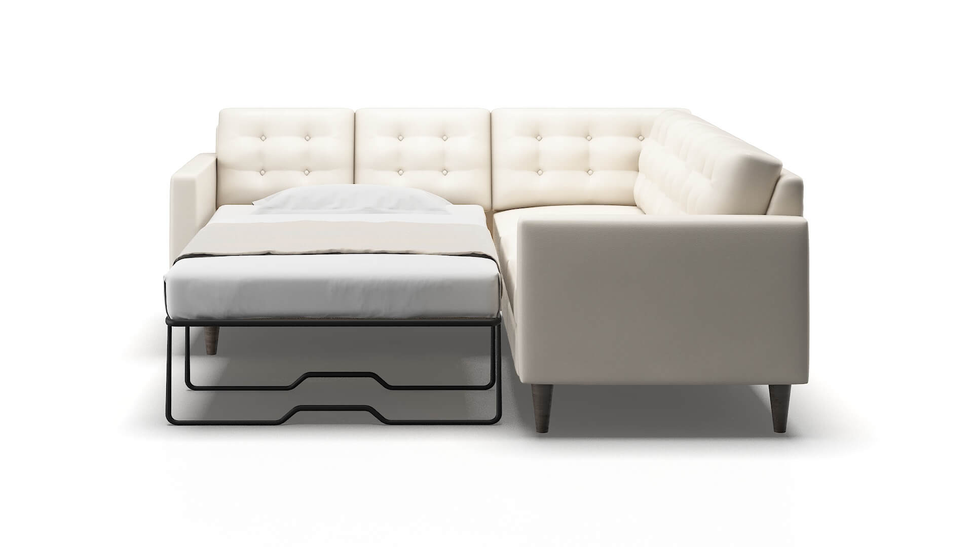 Turin Blanche Milky Sectional Sleeper Espresso legs 1