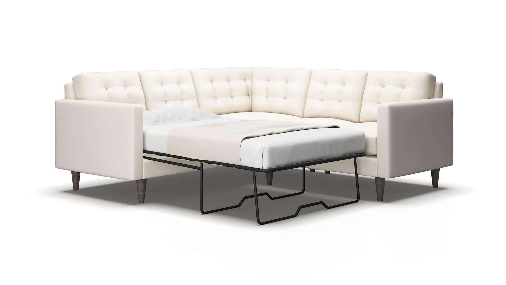 Turin Blanche Milky Sectional Sleeper Espresso legs 2