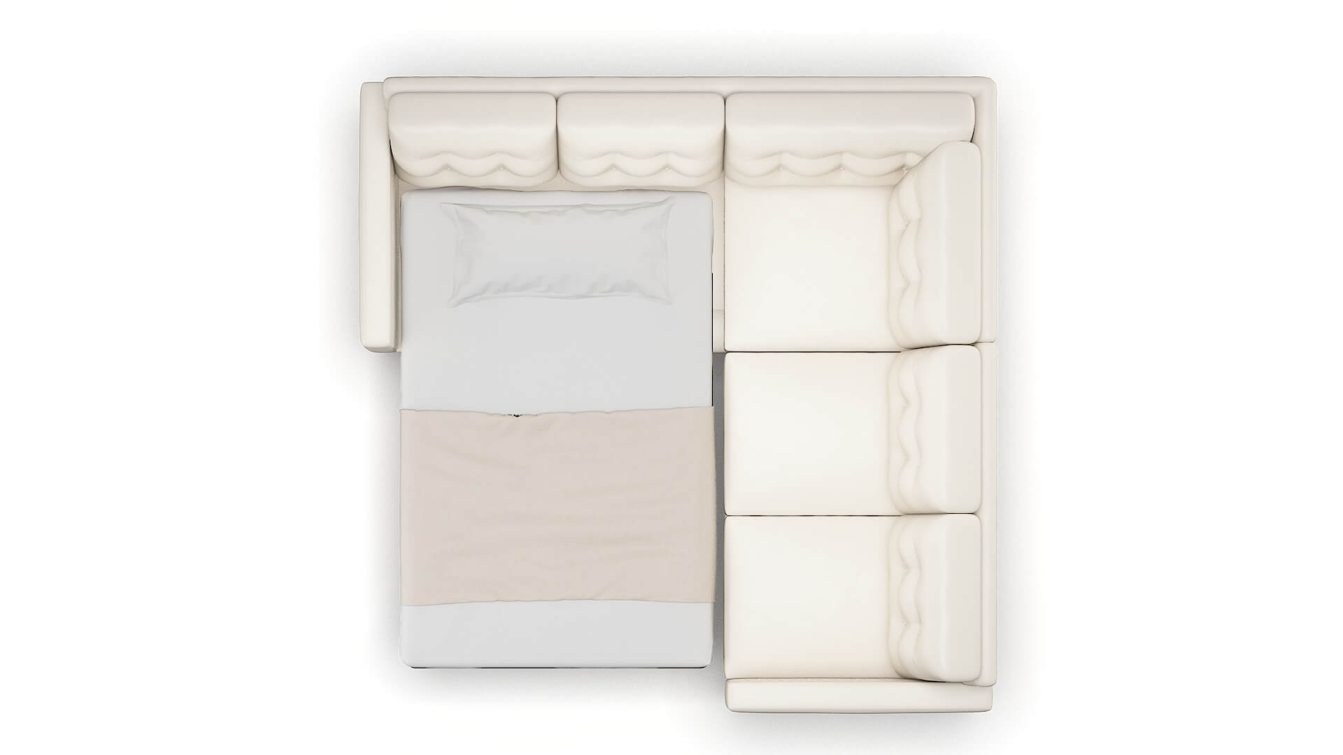 Turin Blanche Milky Sectional Sleeper Espresso legs 3