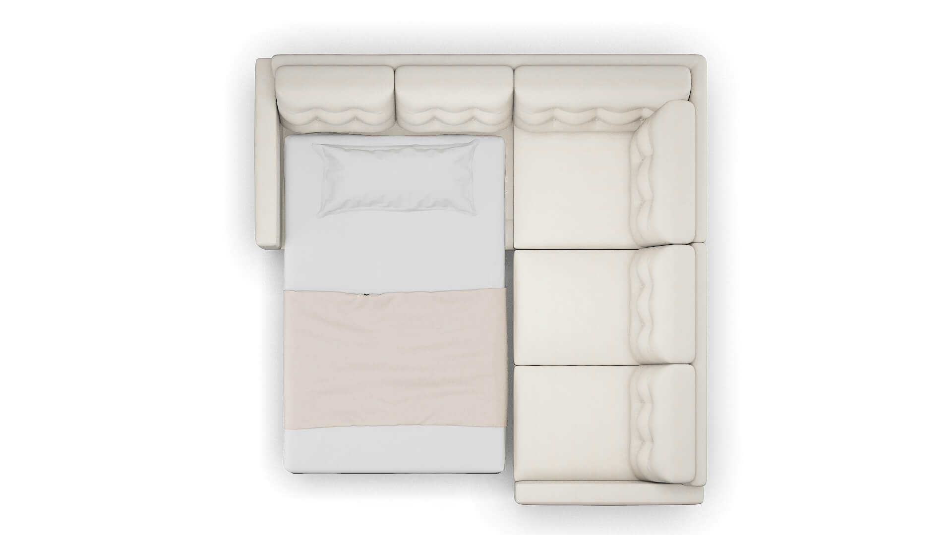 Turin Bungalow Ivory Sectional Sleeper Espresso legs 3