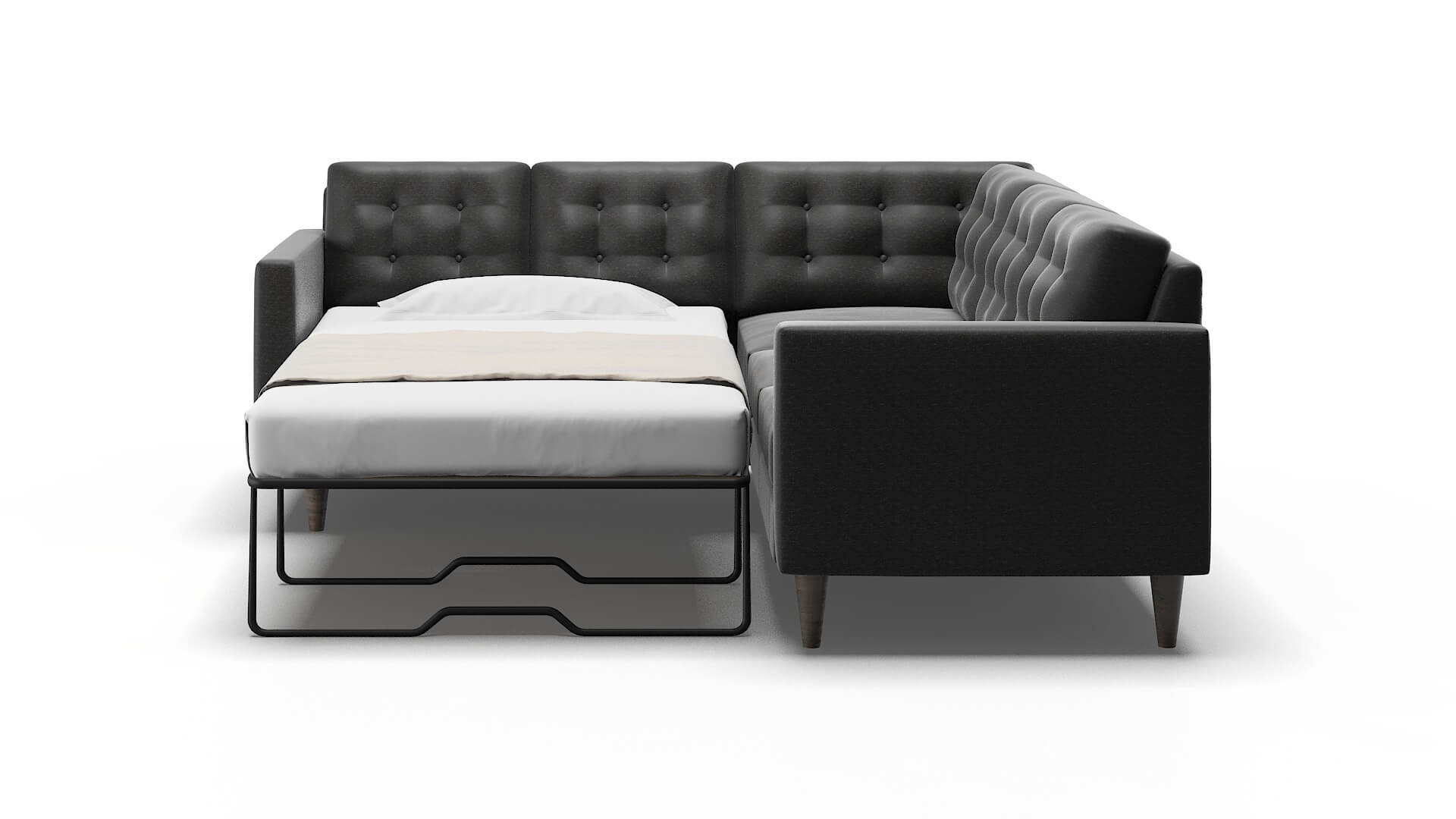Turin Chance Denim Sectional Sleeper Espresso legs 1