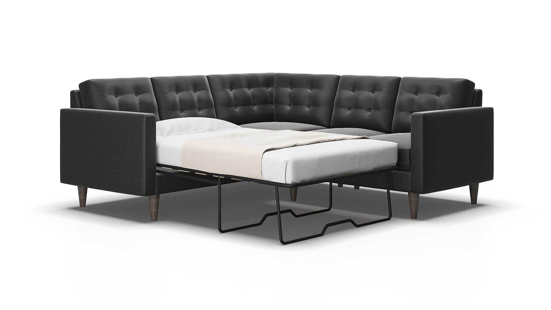 Turin Chance Denim Sectional Sleeper Espresso legs 2