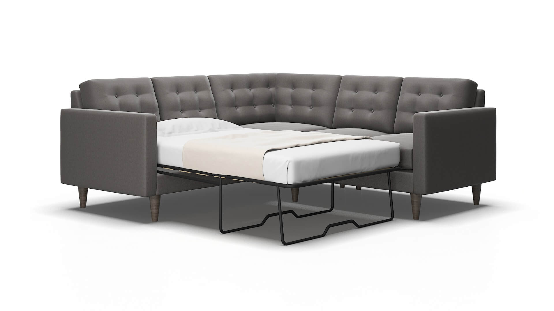 Turin Cosmo Charcoal Sectional Sleeper Espresso legs 2