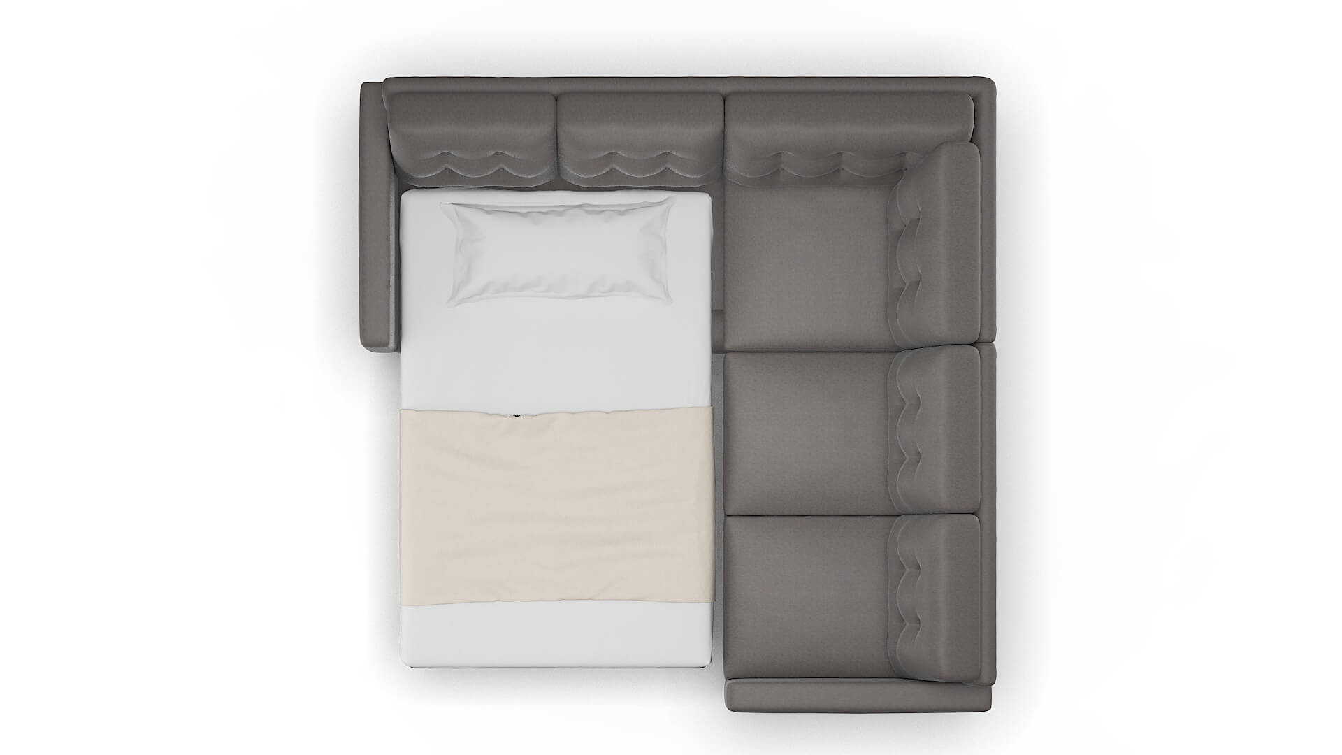 Turin Cosmo Charcoal Sectional Sleeper Espresso legs 3