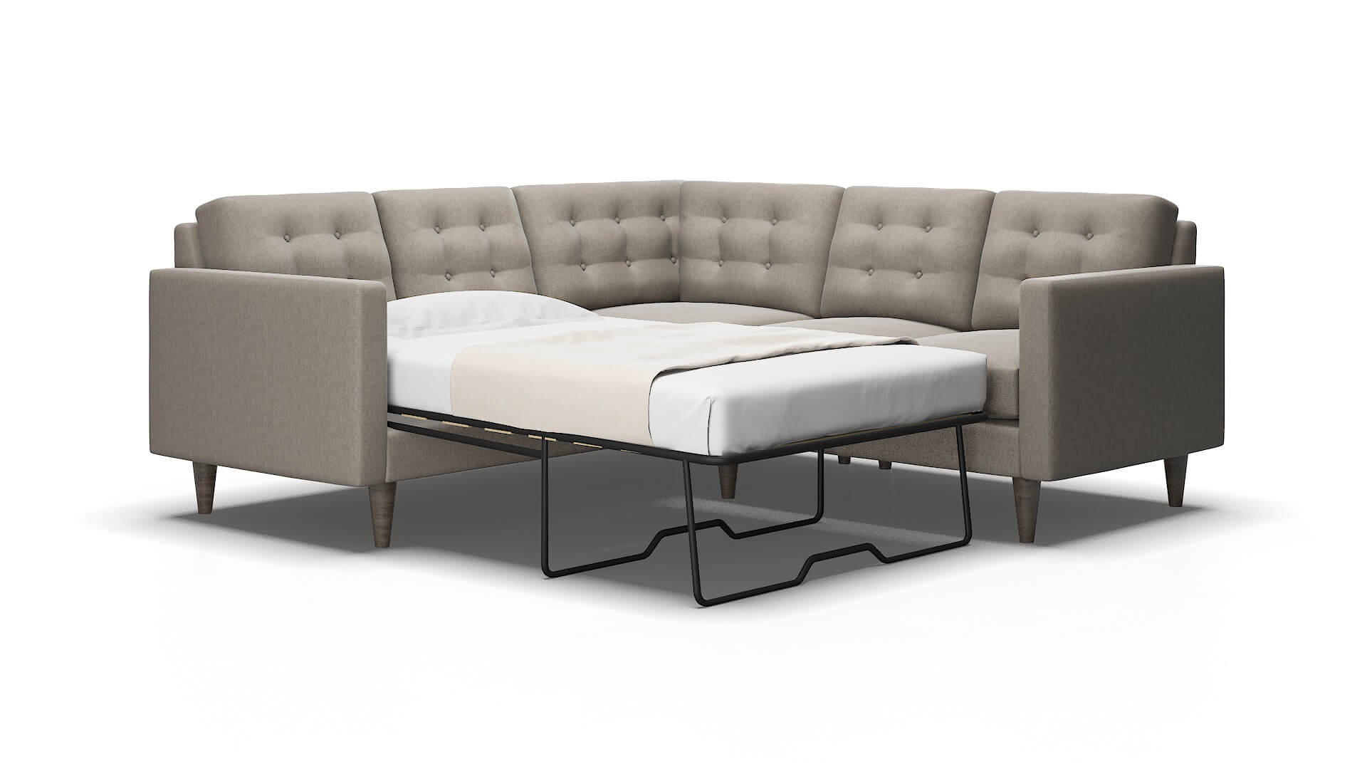 Turin Cosmo Taupe Sectional Sleeper Espresso legs 2